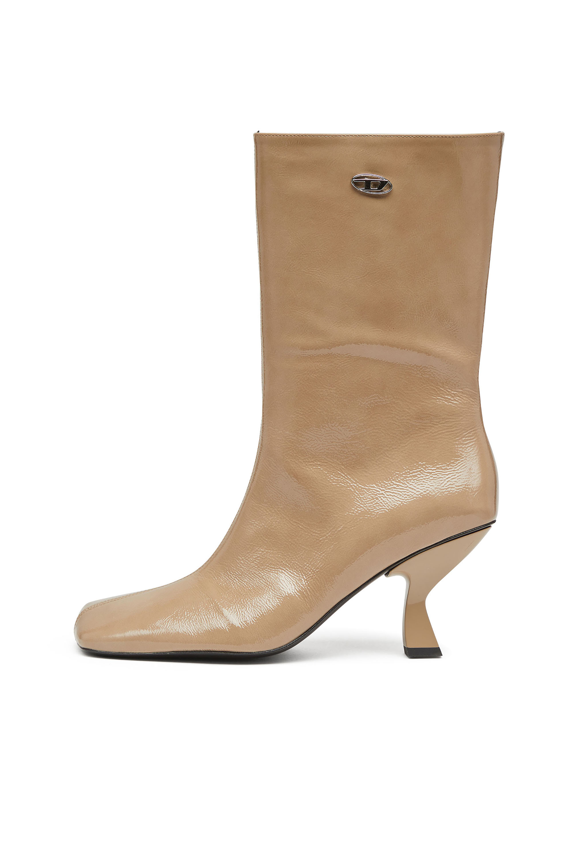 Diesel - D-AMBER TUBE 75, Woman's D-Amber-Square-toe ankle boots with naplak effect in Beige - 8