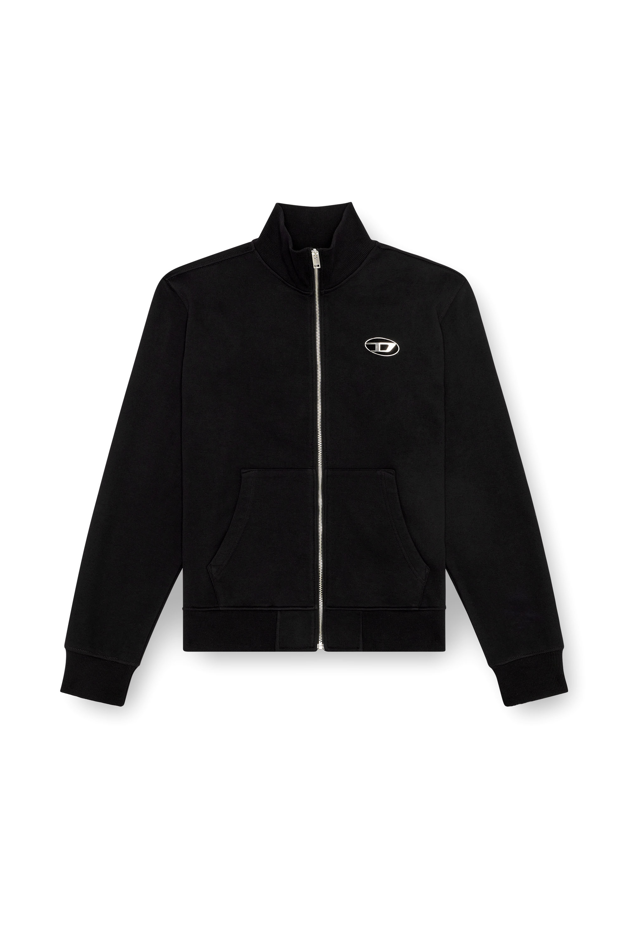 Diesel - S-GINNI-ZIP-OD, Man Zip-up sweatshirt with metallic logo in Black - Image 4