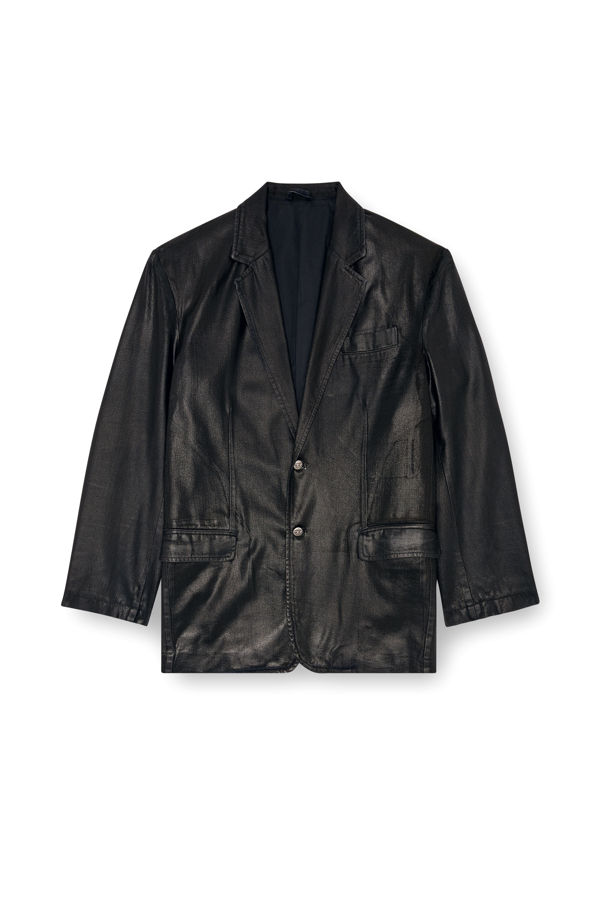 Diesel - D-BLA, Unisex's Blazer in coated tailoring denim in Black - 4