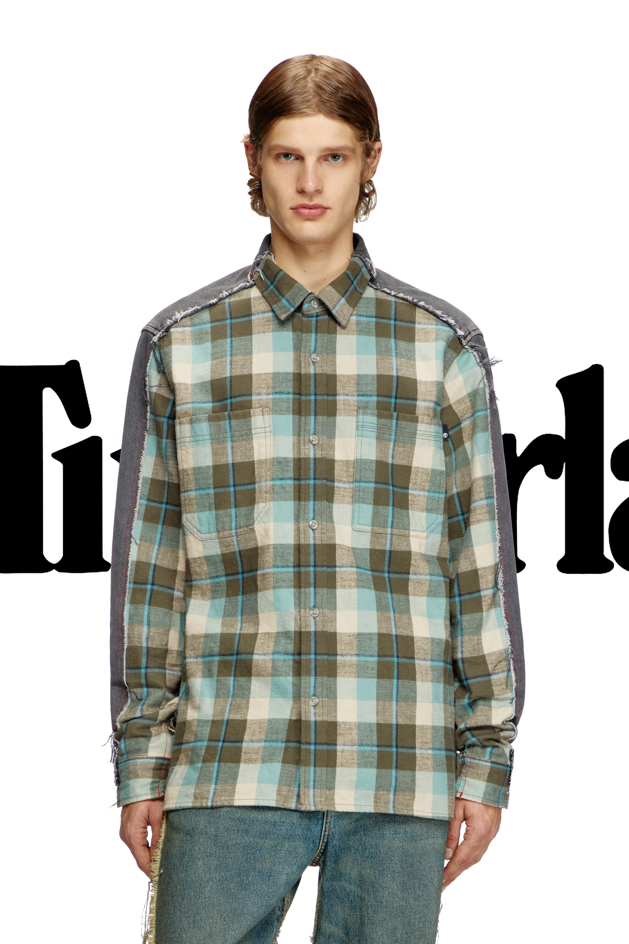 Diesel - Shirt Dieseloves 2B, Unisex's Check and denim shirt in Green/Black - 3