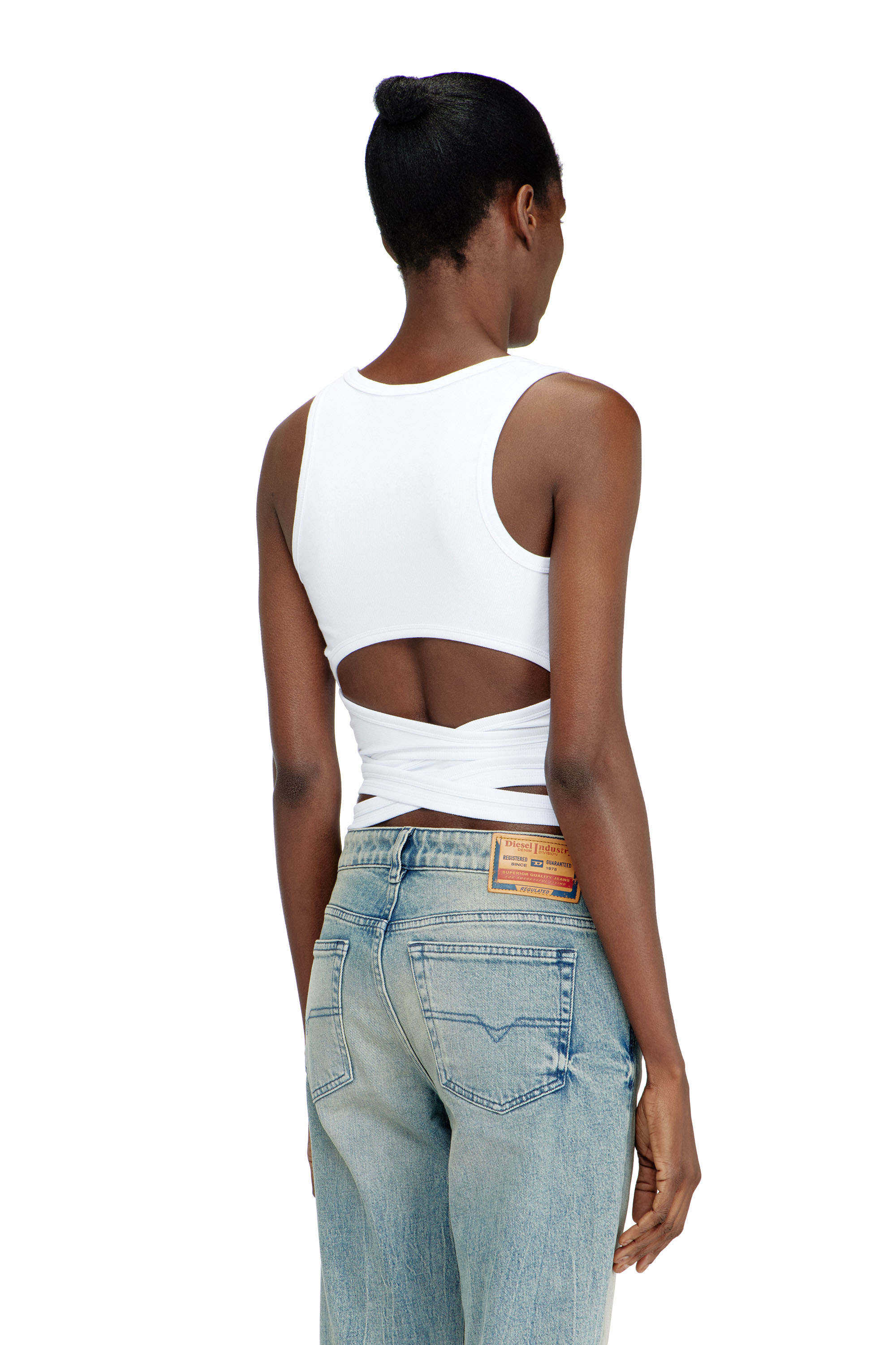 Diesel - T-ANKY-TAIL-S1, Woman's Crop top with wrap-around design in White - 3