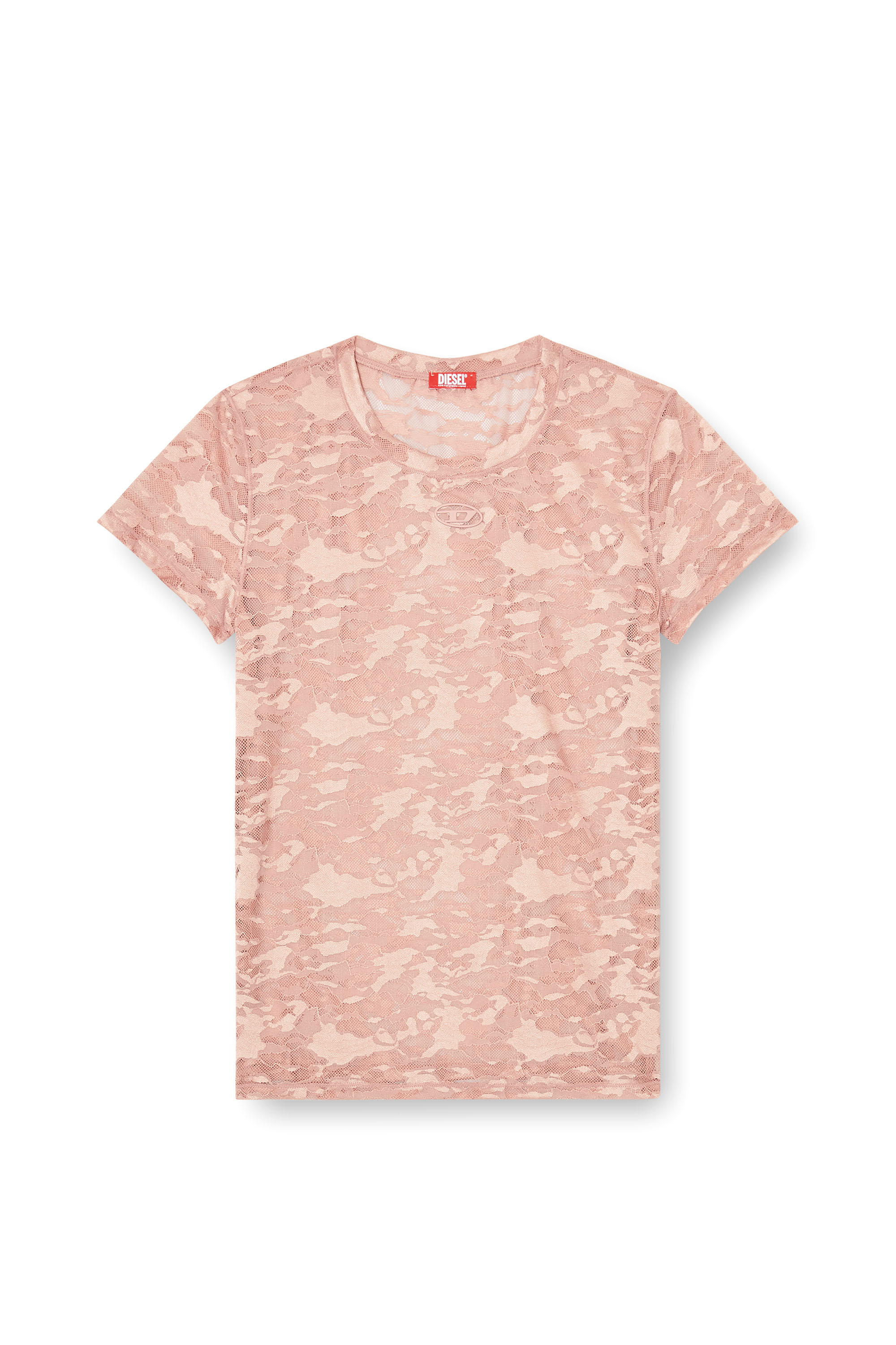 Diesel - KASIA-UTLT, Woman's Camo lace T-shirt in Nude - 4