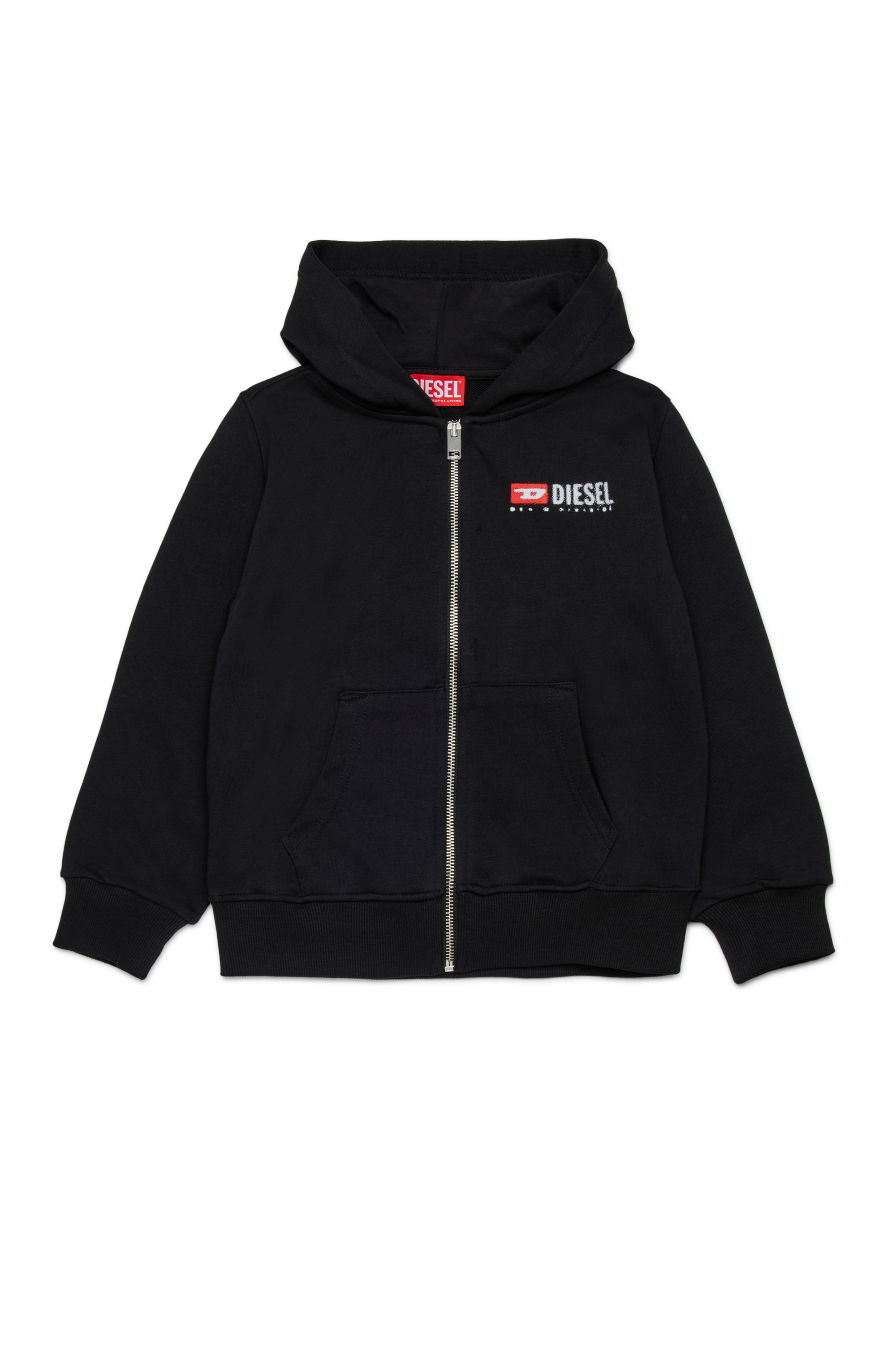 Diesel - SDROPSHOODZ OVER, Man's Cotton zip-up hoodie in Black - 1