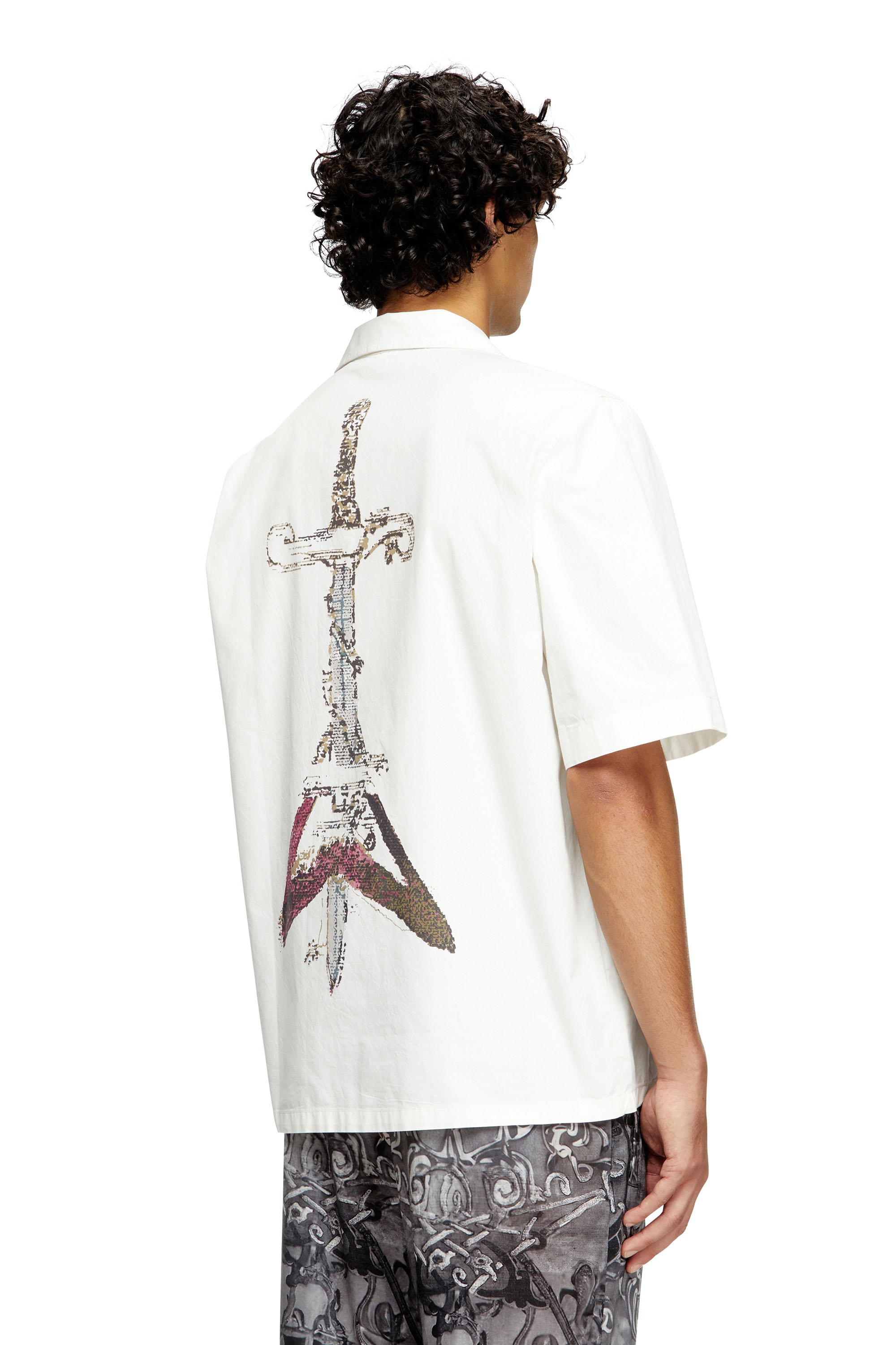 Diesel - S-BRACK-A-HGBS, Man's Shirt with sword print in White - 4