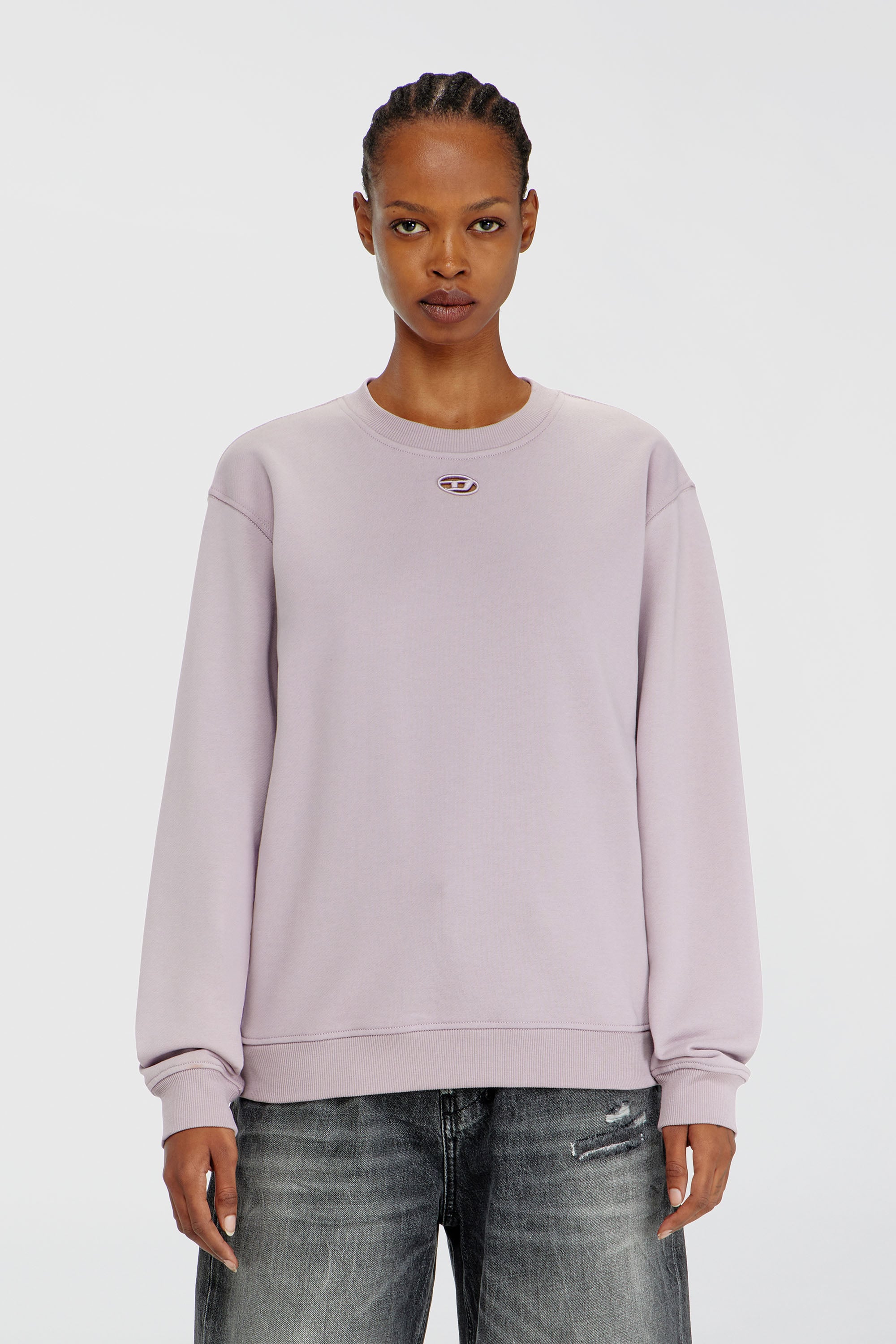Diesel - F-NORMY-OD, Woman's Cotton sweatshirt with Oval D embroidery in Lilac - 1