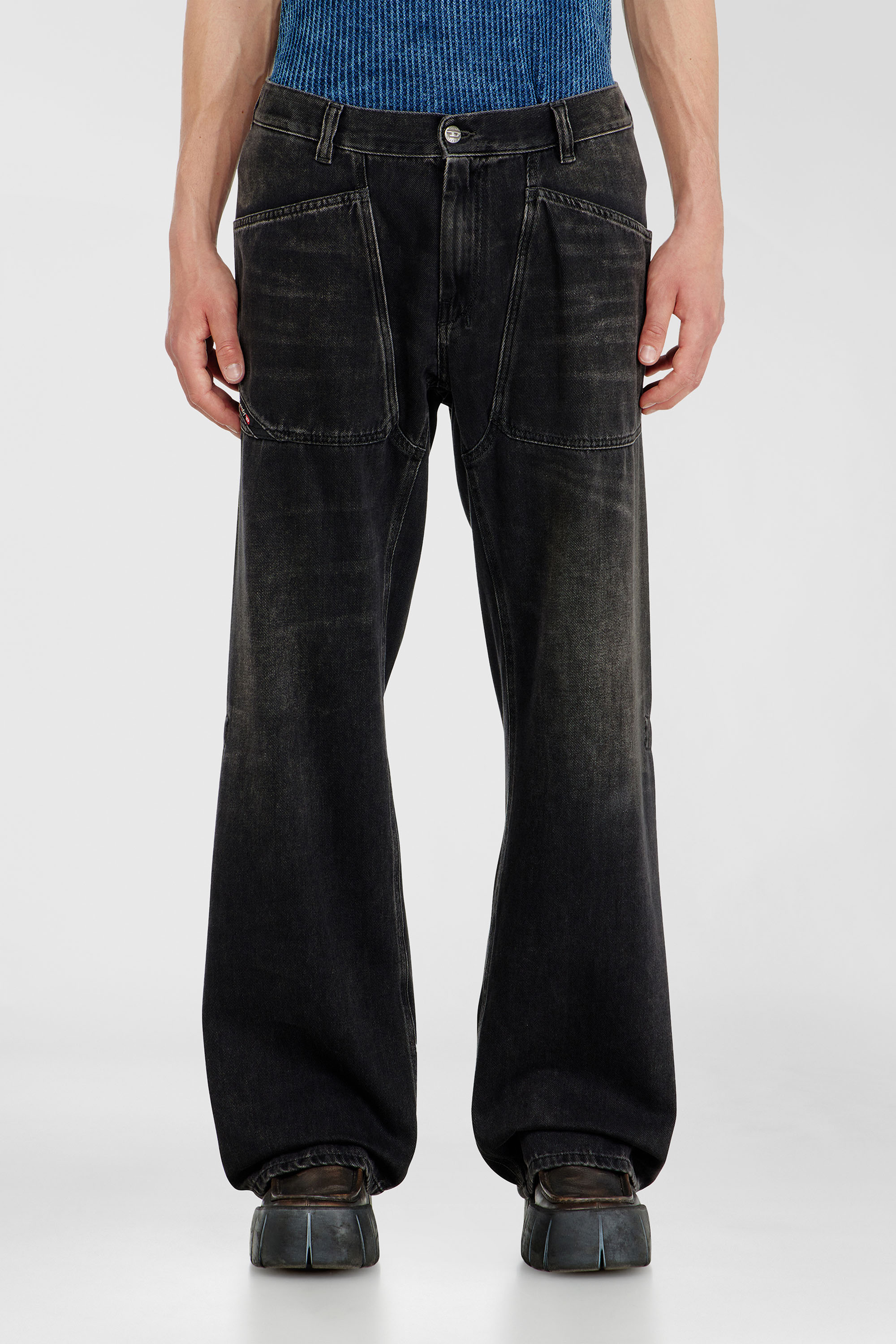 Diesel - Man's Relaxed Jeans D-Zeta 09J96, Black/Dark grey - 1