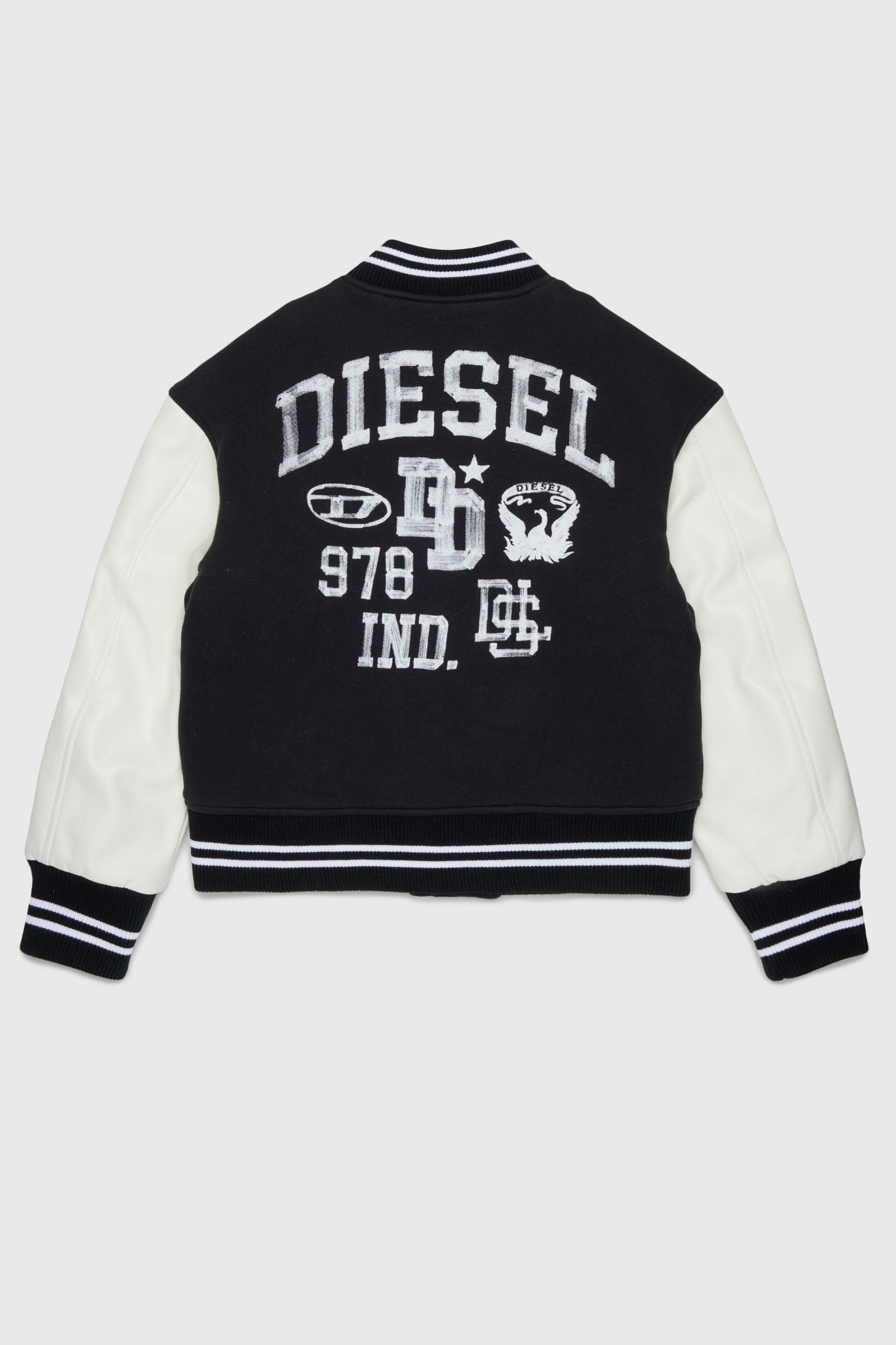 Diesel - JBAND, Man's Colour-block varsity jacket in Black - 2