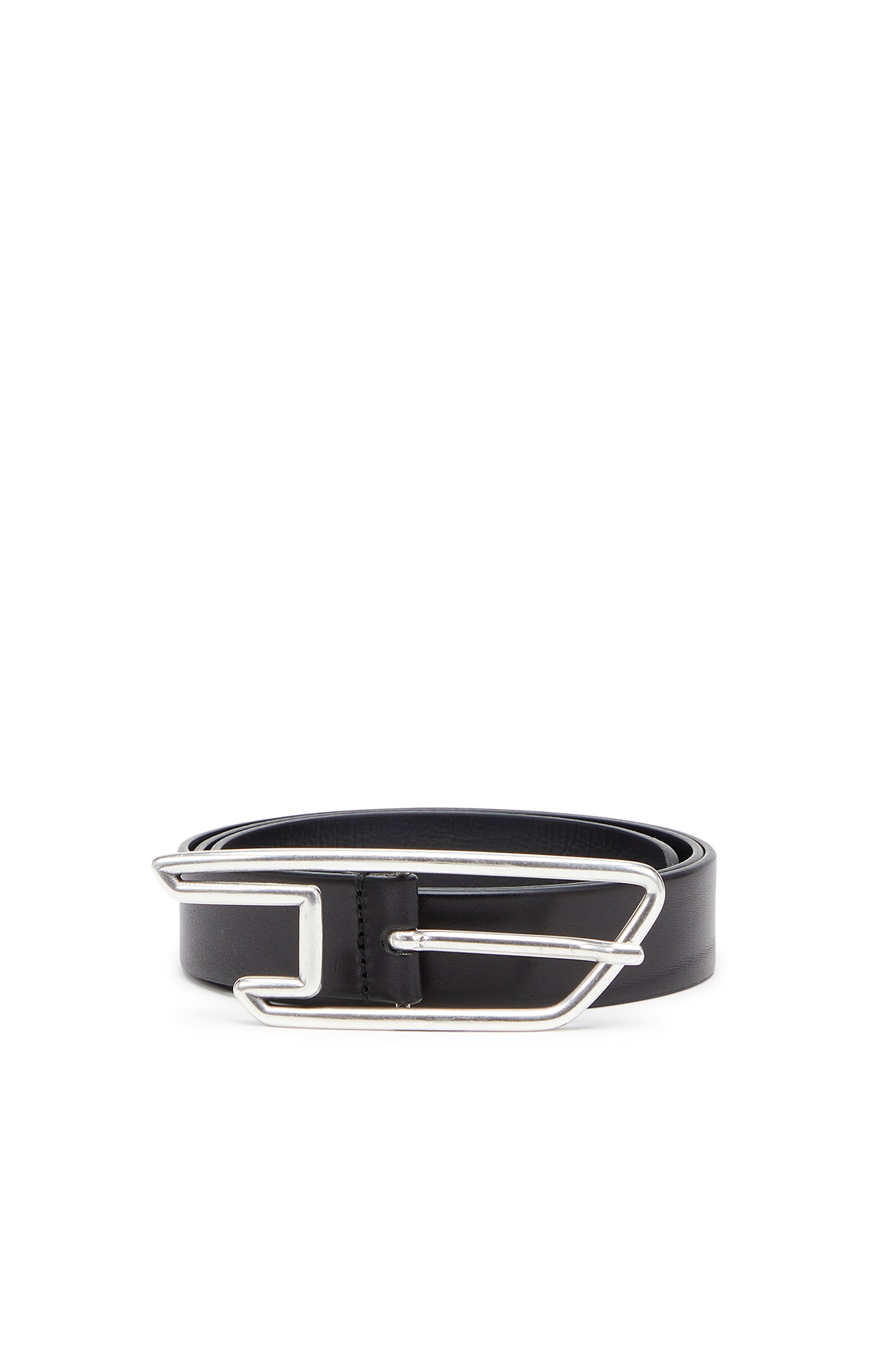 Diesel - B-D LINE 30, Unisex's 3cm leather belt with D-logo buckle in Black - 1