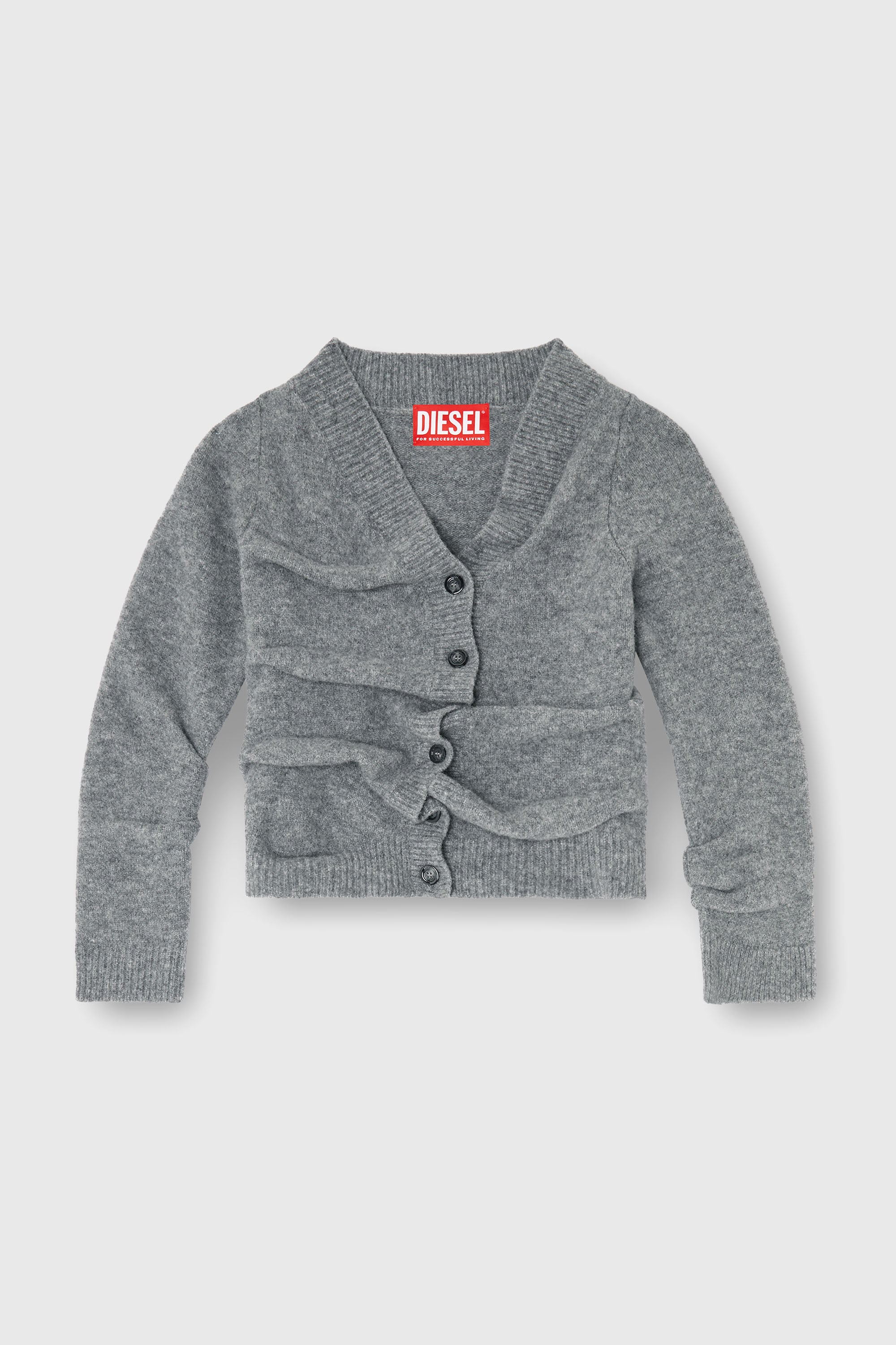 Diesel - M-AVA, Woman's Cropped cardigan in wrinkled boiled knit in Grey - 1