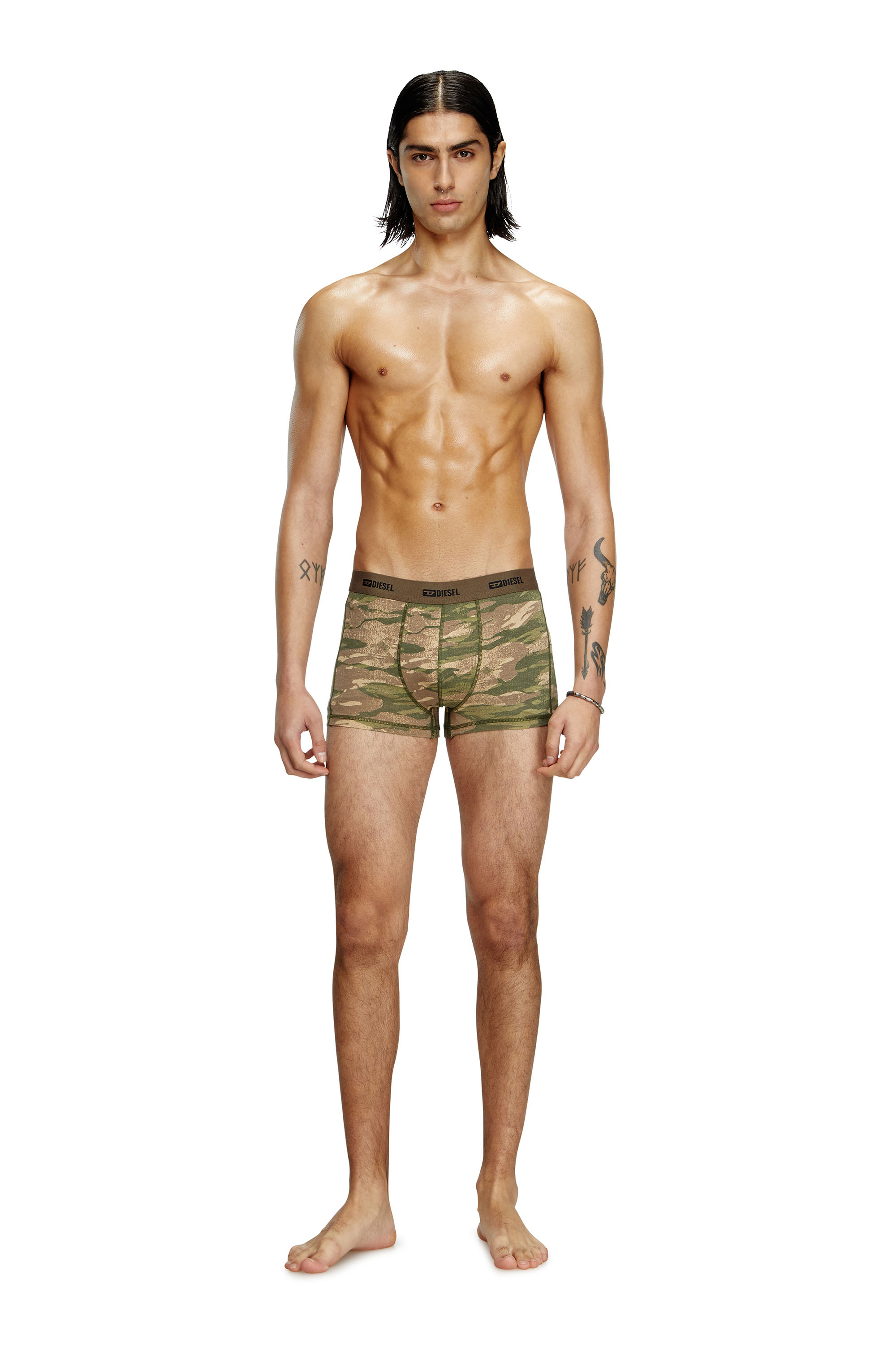 Diesel - DAMIEN-UTLT-3PACK, Man's 3-pack of boxer briefs plain and camo in Brown/Green - 3