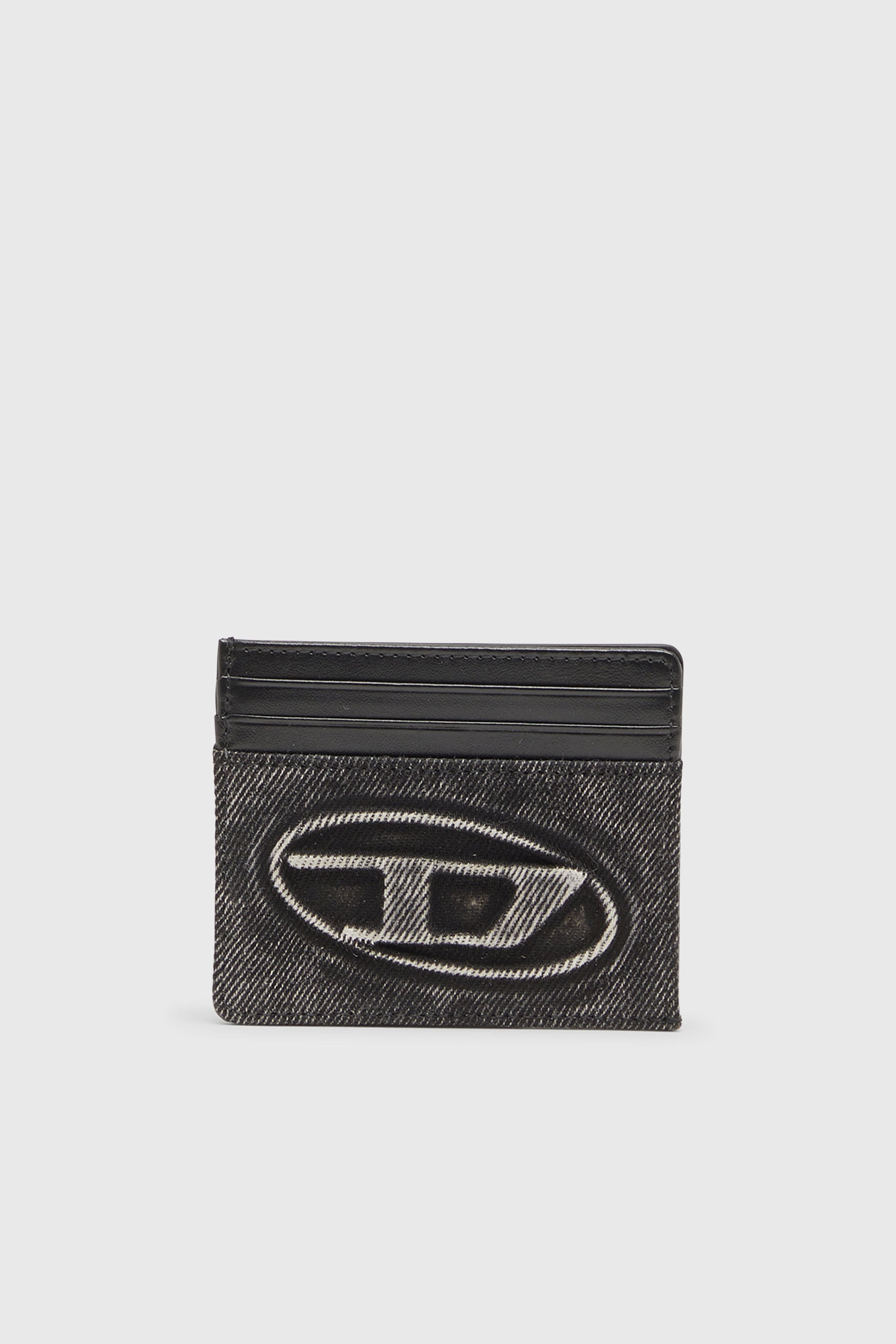 Diesel - 1DR CARD CASE, Unisex's Card holder in washed cotton and leather in Dark grey - 1