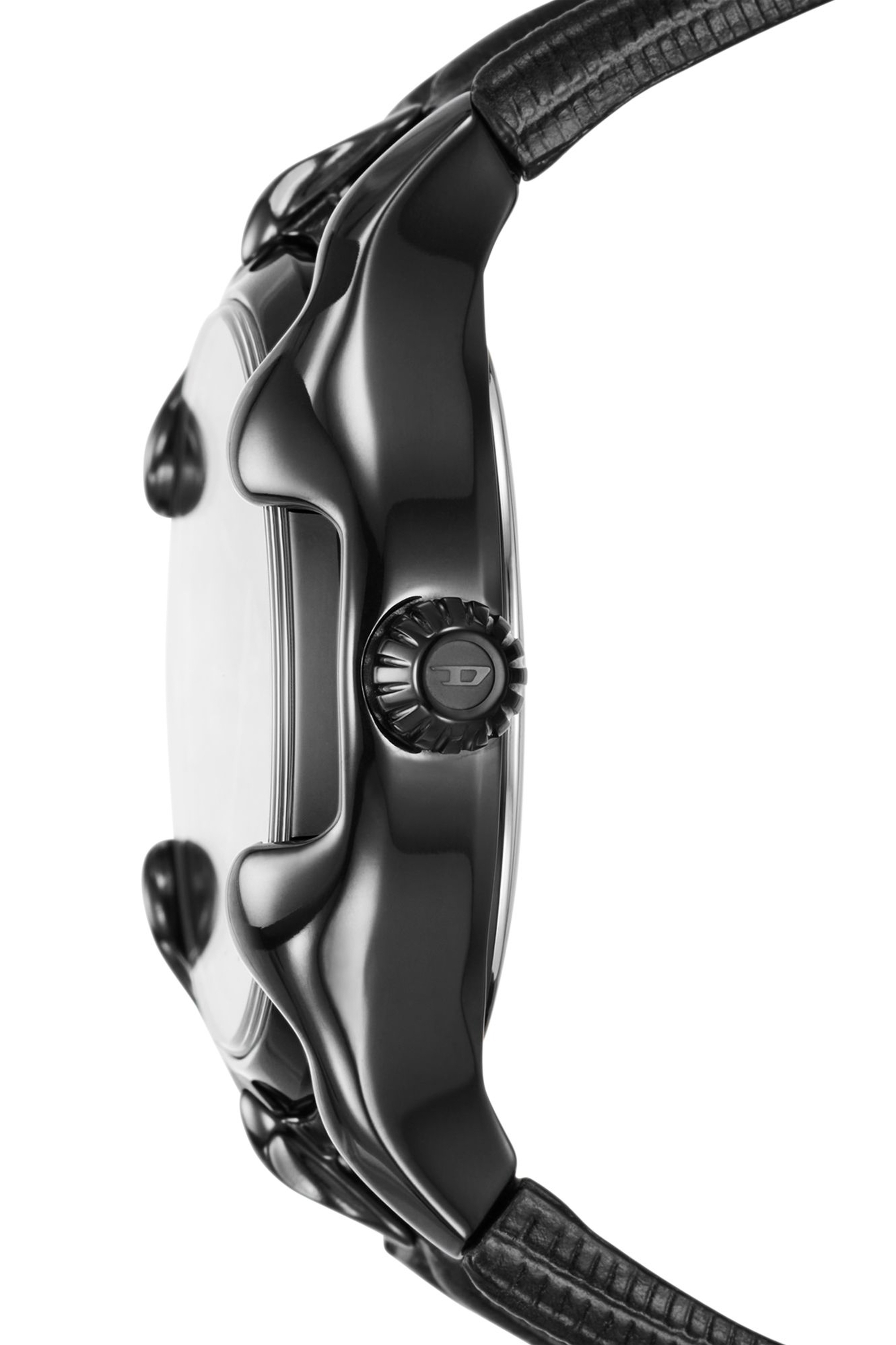 Diesel - DZ2193, Man Vert three-hand date black leather watch in Black - Image 3