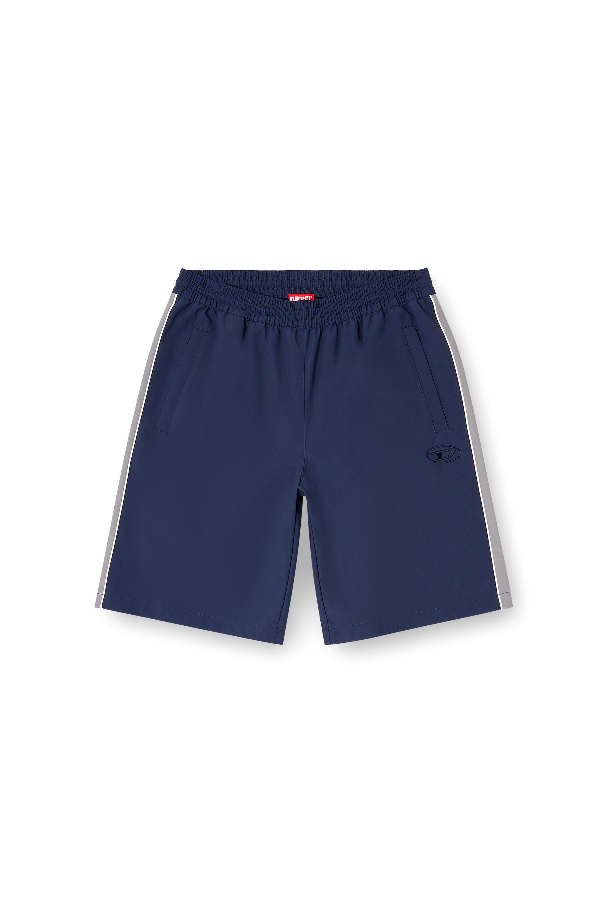 Diesel - P-HIVES-SHORT-DGAM, Man's Nylon shorts with contrast piping in Blue - 2