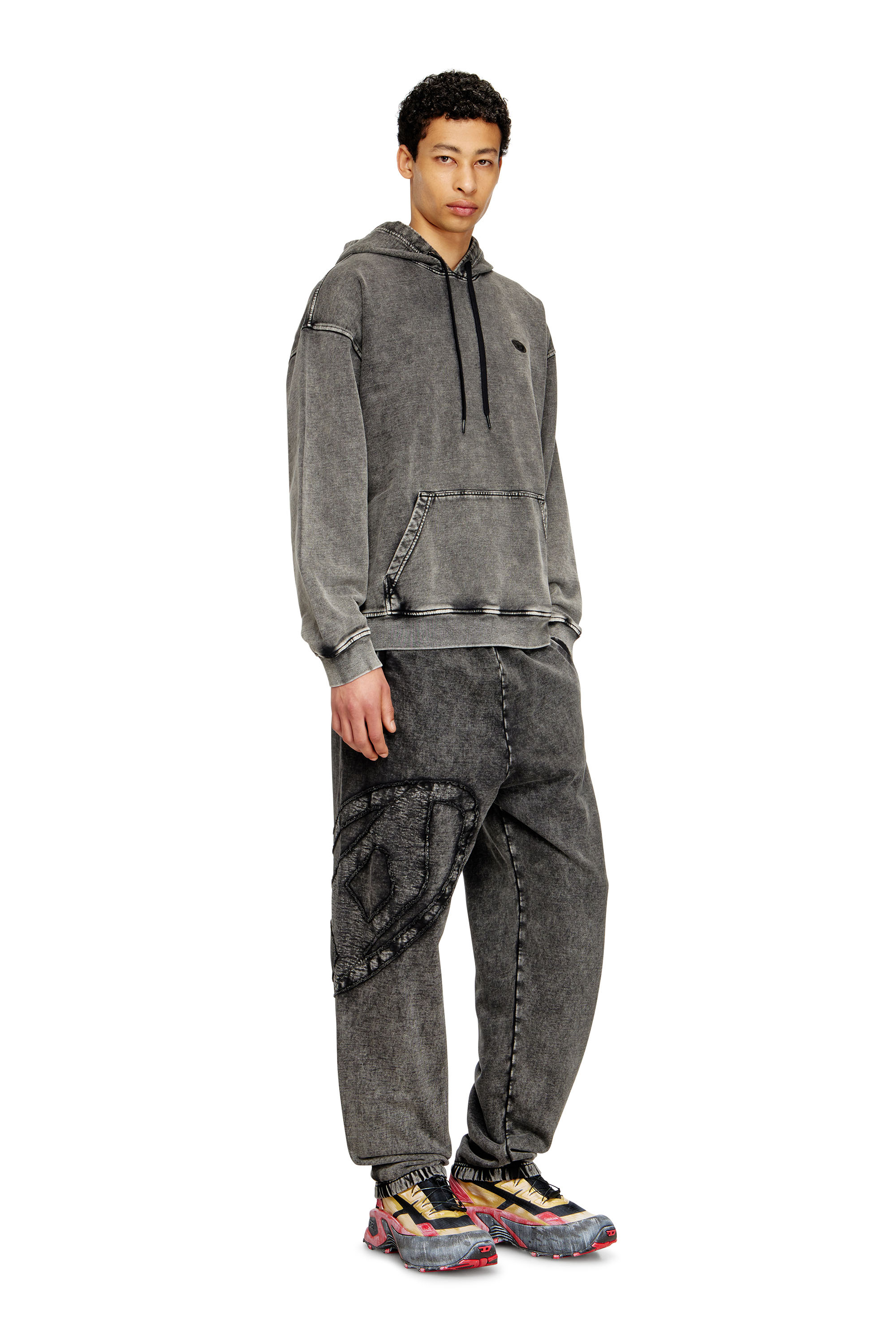 Diesel - P-MARKY-DEN, Man's Organic cotton sweatpants with Oval D patch in Dark grey - 2