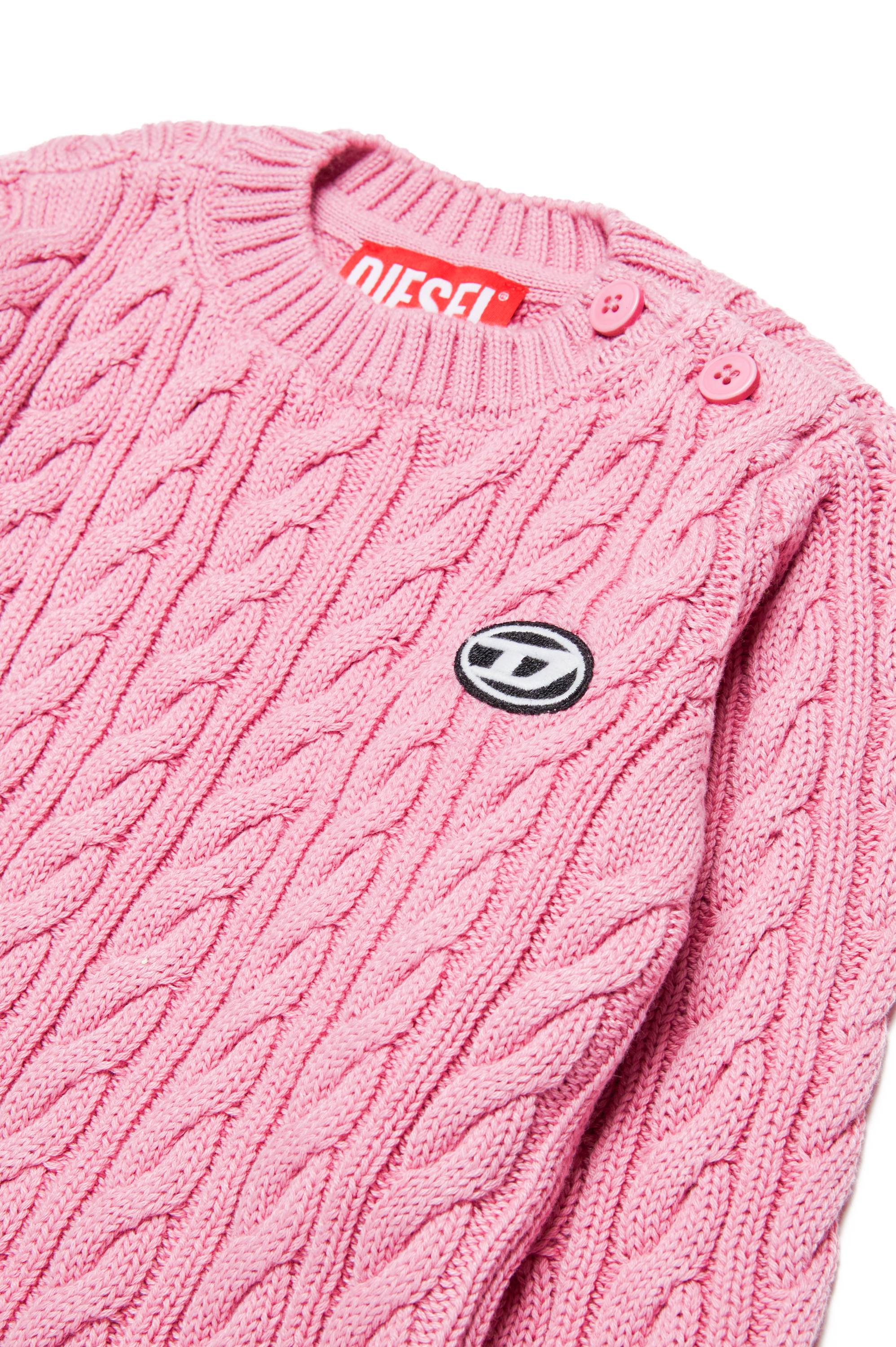 Diesel - KBAMBYB, Unisex Cotton jumper with Oval D patch in Pink - Image 3