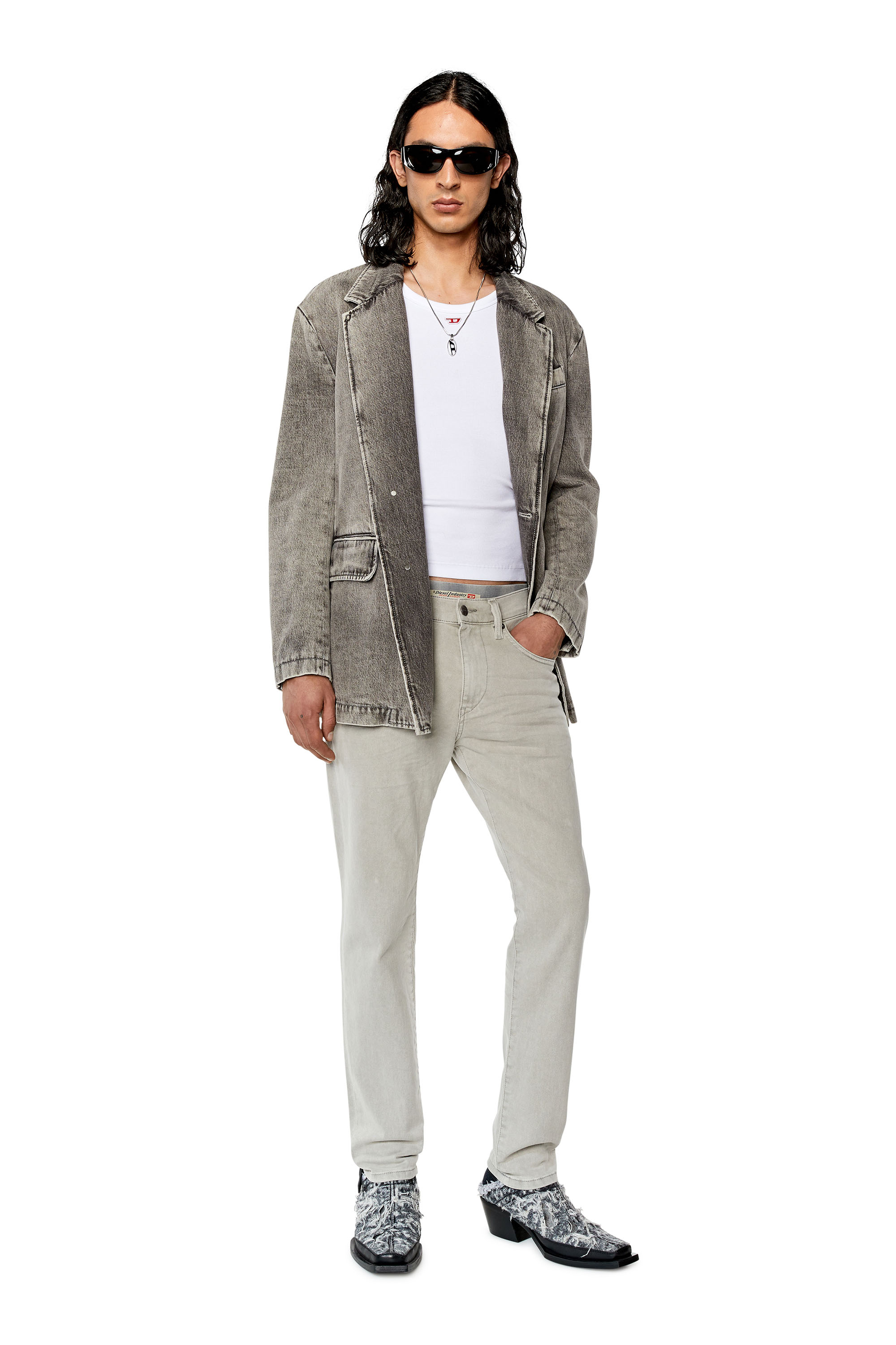 Diesel - 2019 D-Strukt 0QWTY Slim Jeans, Light Grey - Image 4