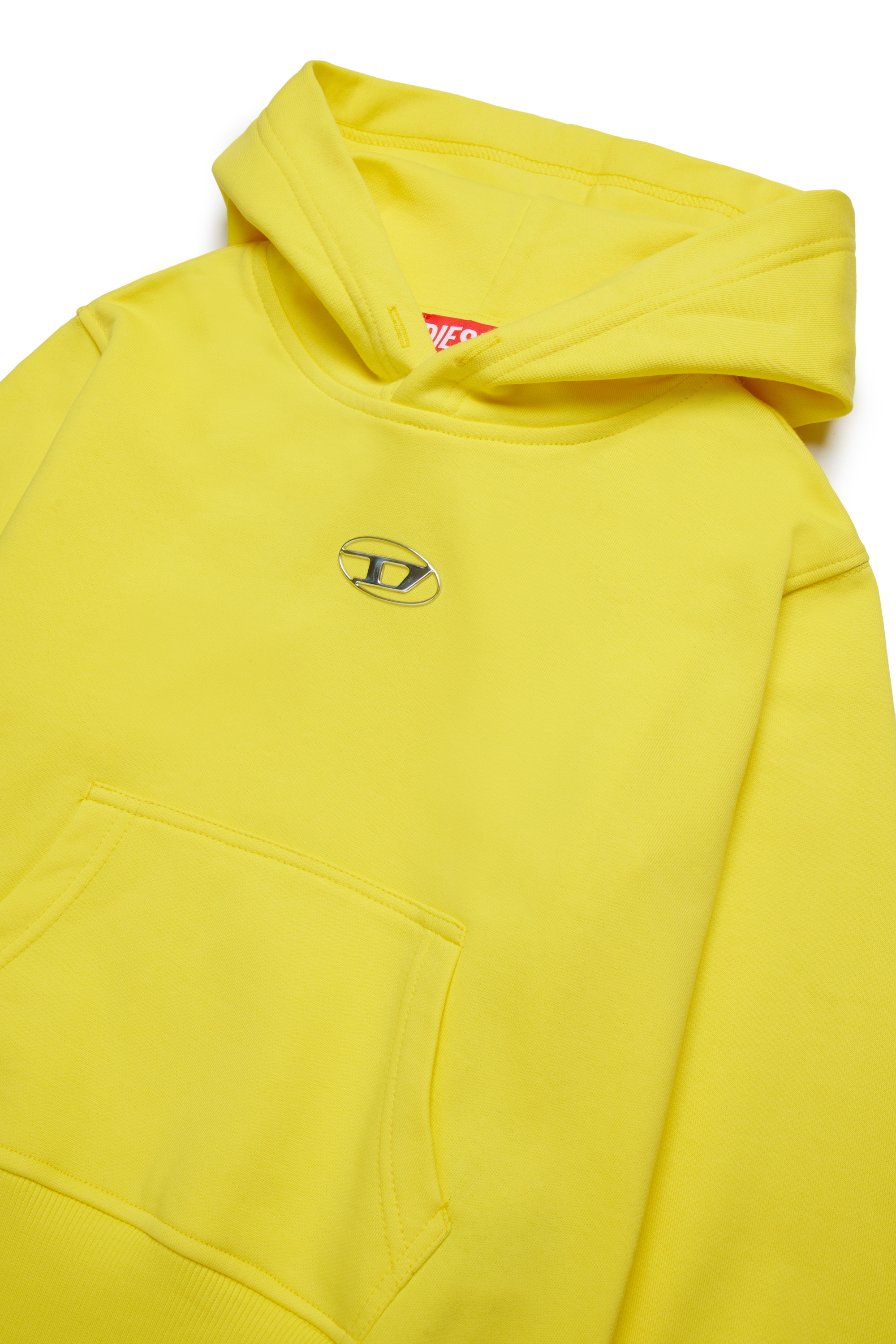 Diesel - SMACSHOODOD OVER, Man's Hoodie with metal-look Oval D logo in Yellow - 3