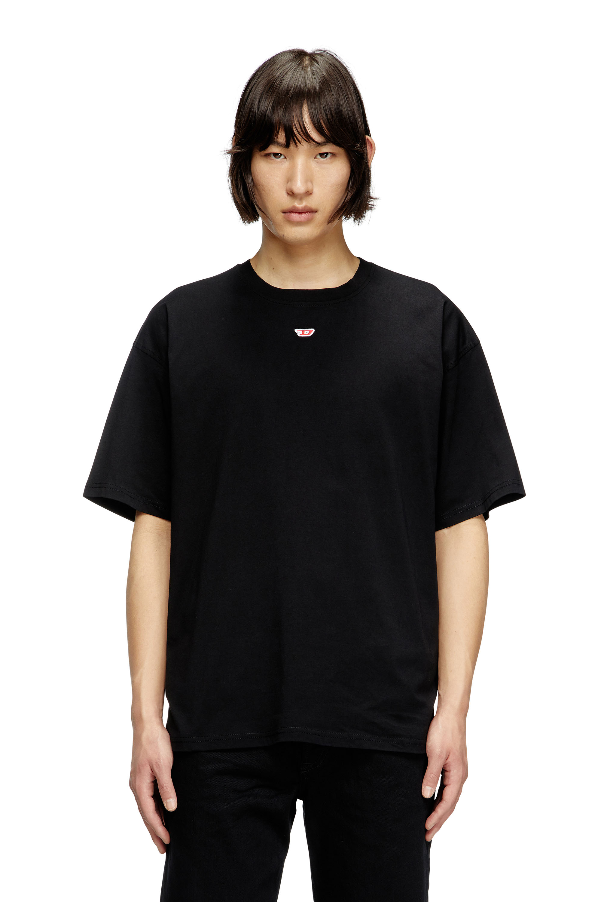 Diesel - T-BOXT-D, Unisex's T-shirt with embroidered D patch in Black - 2