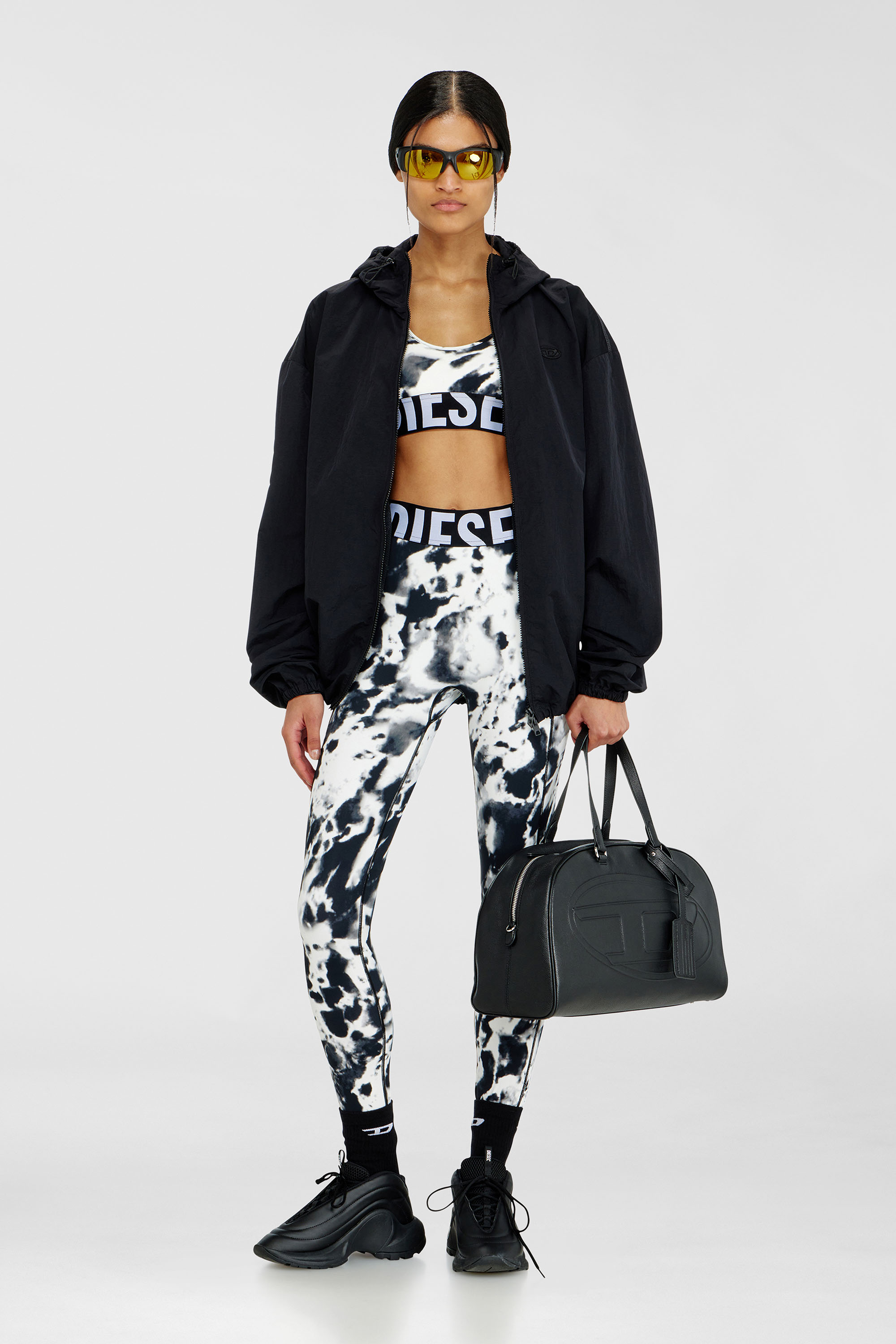 Diesel - ALLISON-D-POP, Woman's Sports bra in printed microfibre in White/Black - 6