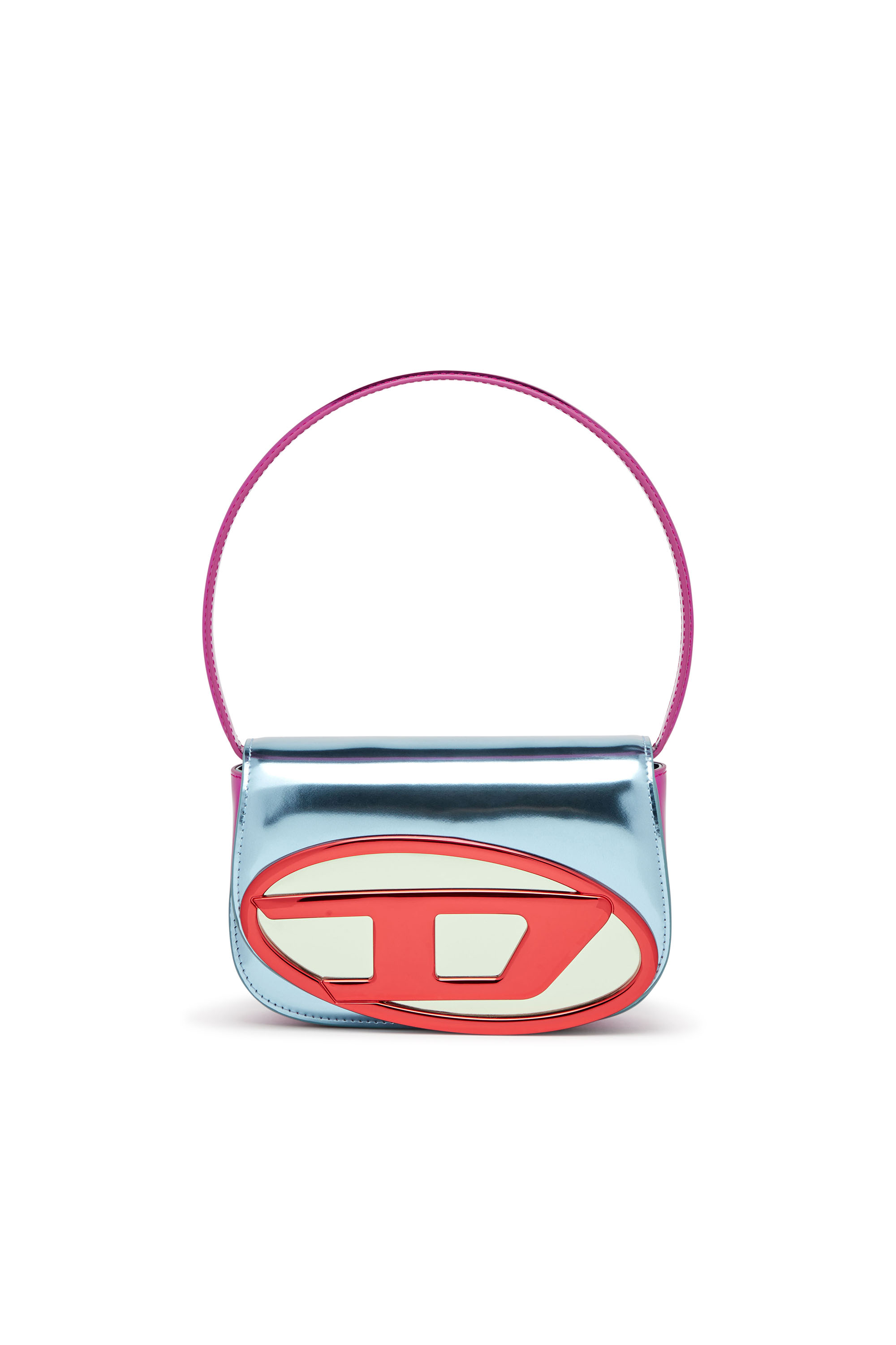 Diesel - 1DR, Woman's 1DR-Iconic shoulder bag in mirror leather in Blue/Red - 1