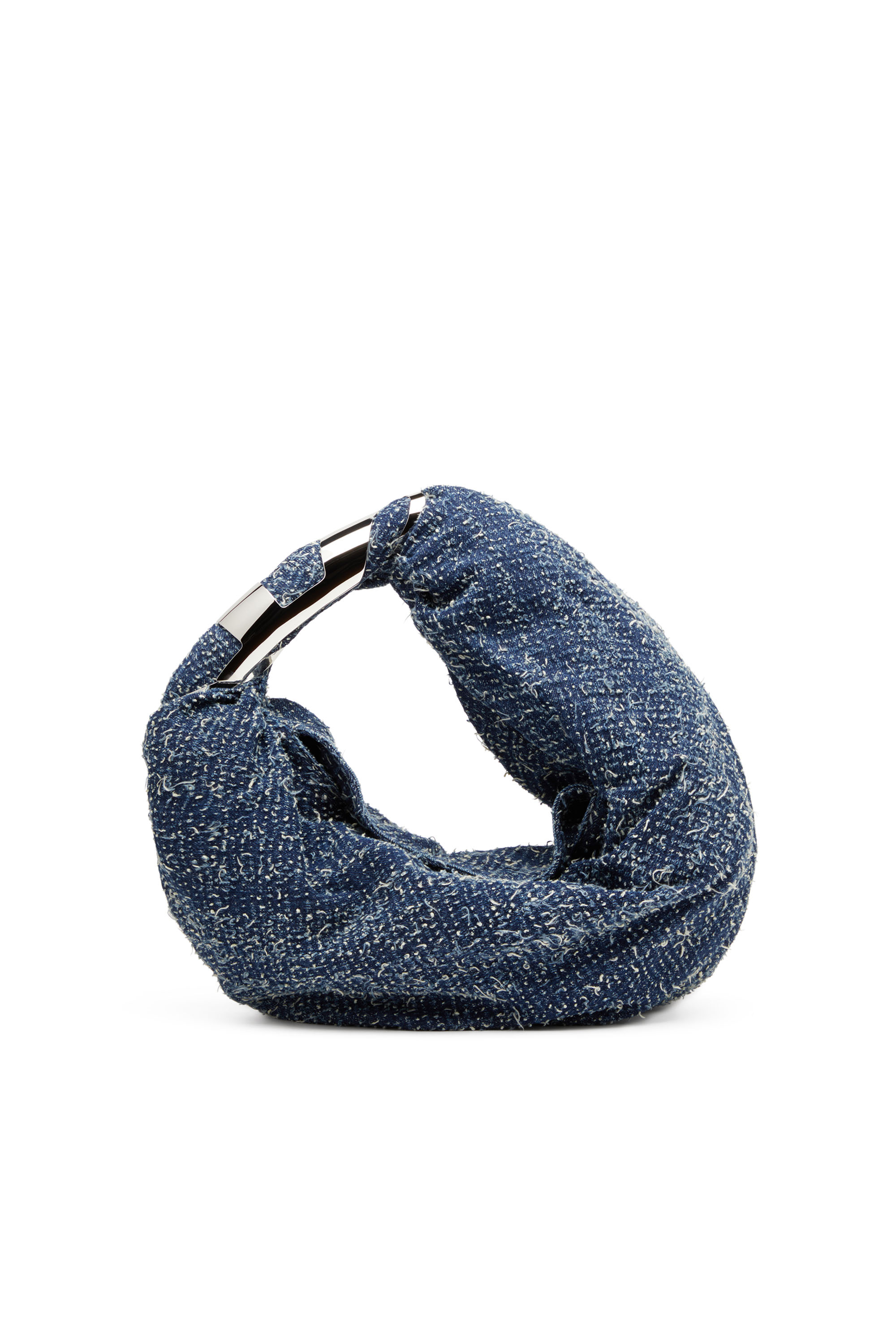 Diesel - GRAB-D HOBO S, Woman's Grab-D S-Hobo bag in bouclé denim in Blue - 1