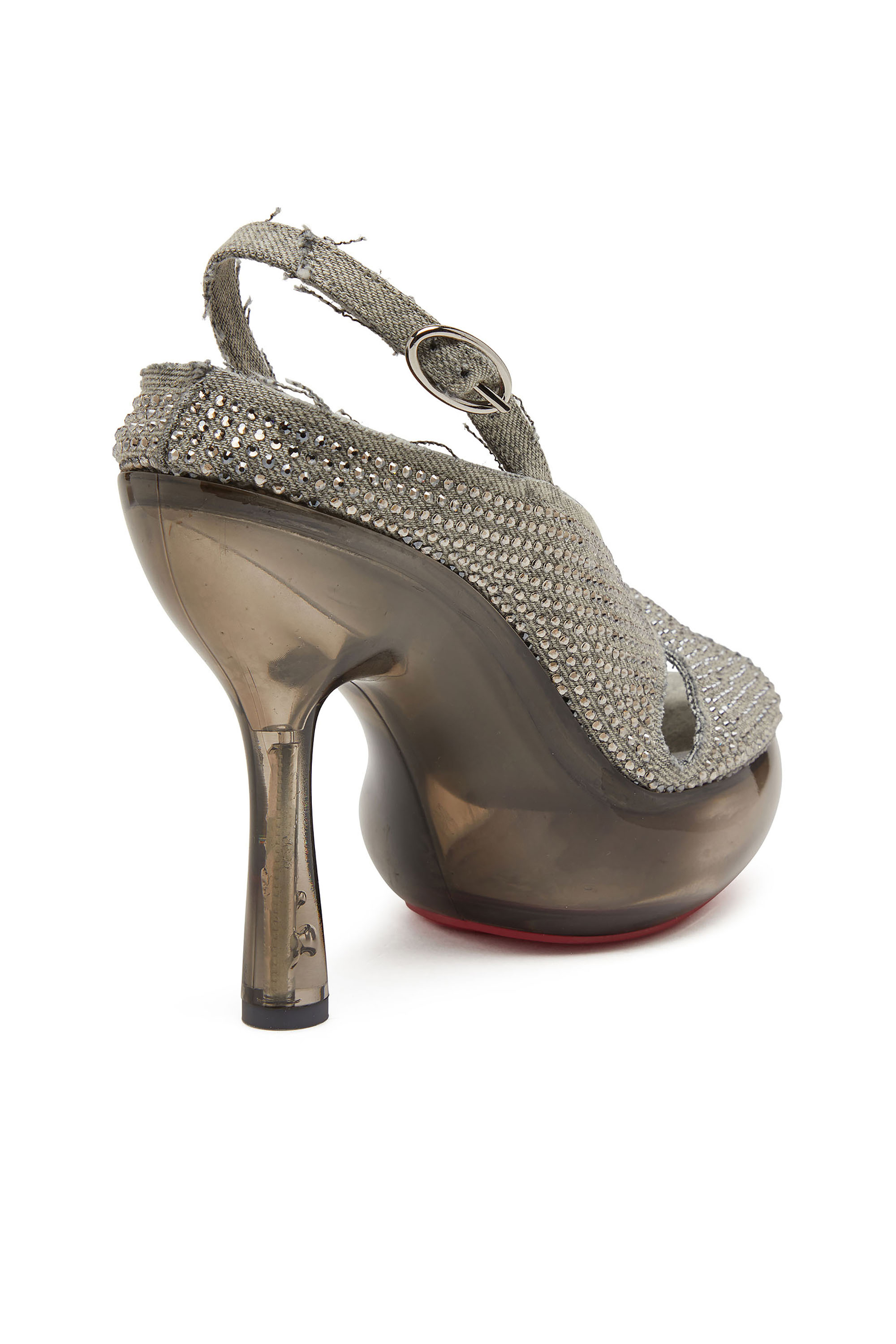 Diesel - D-LAKE PLATFORM SDL, Woman's D-Lake-Platform sandals in crystal denim and plexiglass in Grey - 4