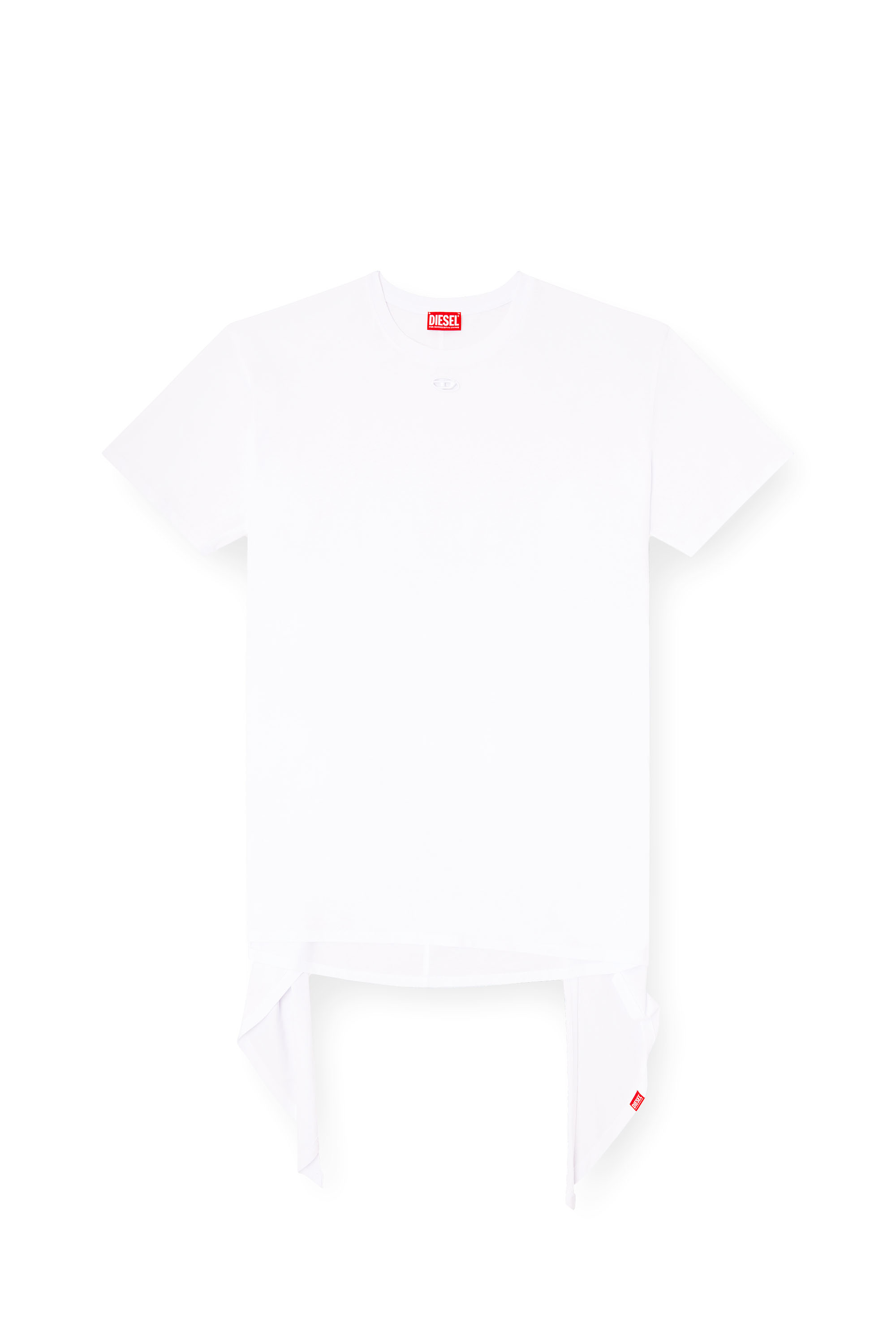 D-EIVOR, White Diesel - D-EIVOR, Woman's T-shirt dress with tie front in White - 2