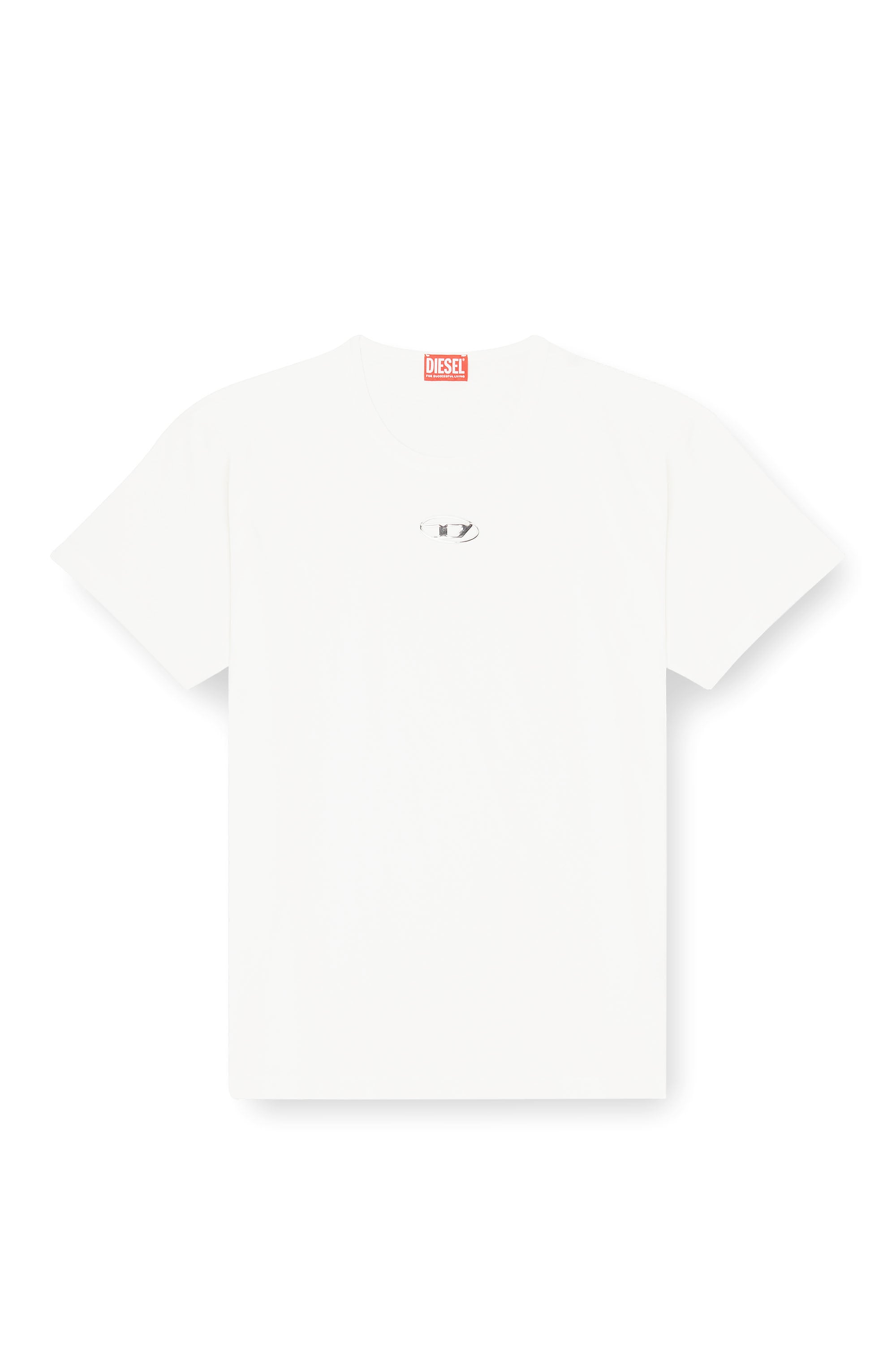 Diesel - T-NORM-IOD, Man's Light cotton T-shirt with metallic Oval D logo in White - 3