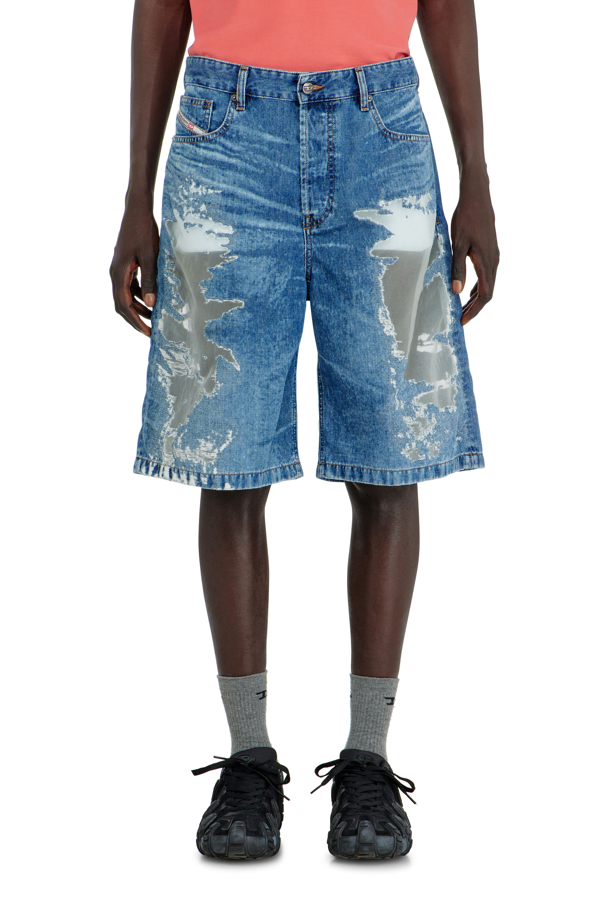Diesel - PR-DE-SIRE-SHORT, Unisex's Shorts in devor&eacute; denim in Medium blue - 2