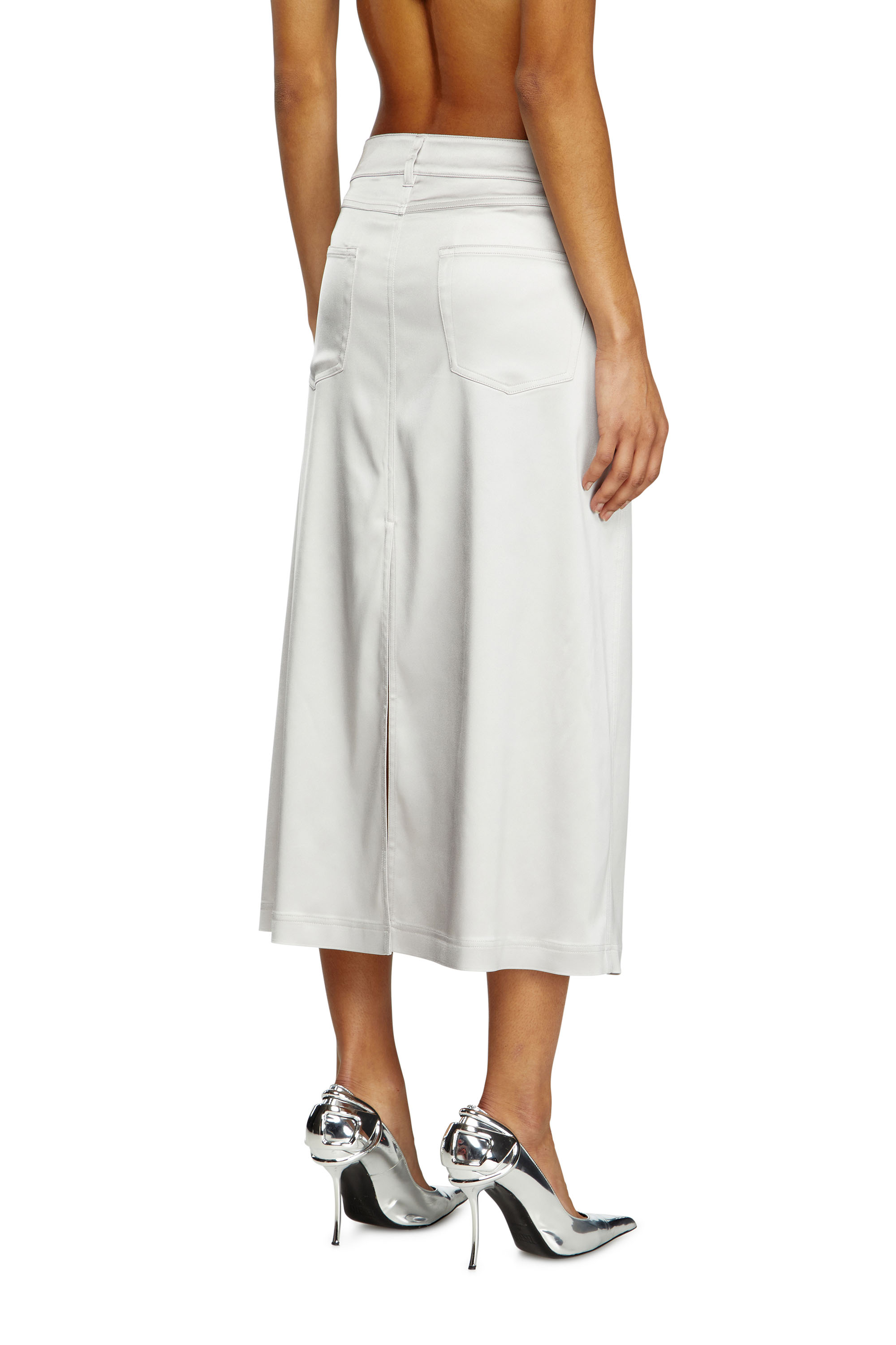 Diesel - O-EBBEY, Woman's Midi dress in stretch satin in White - 5