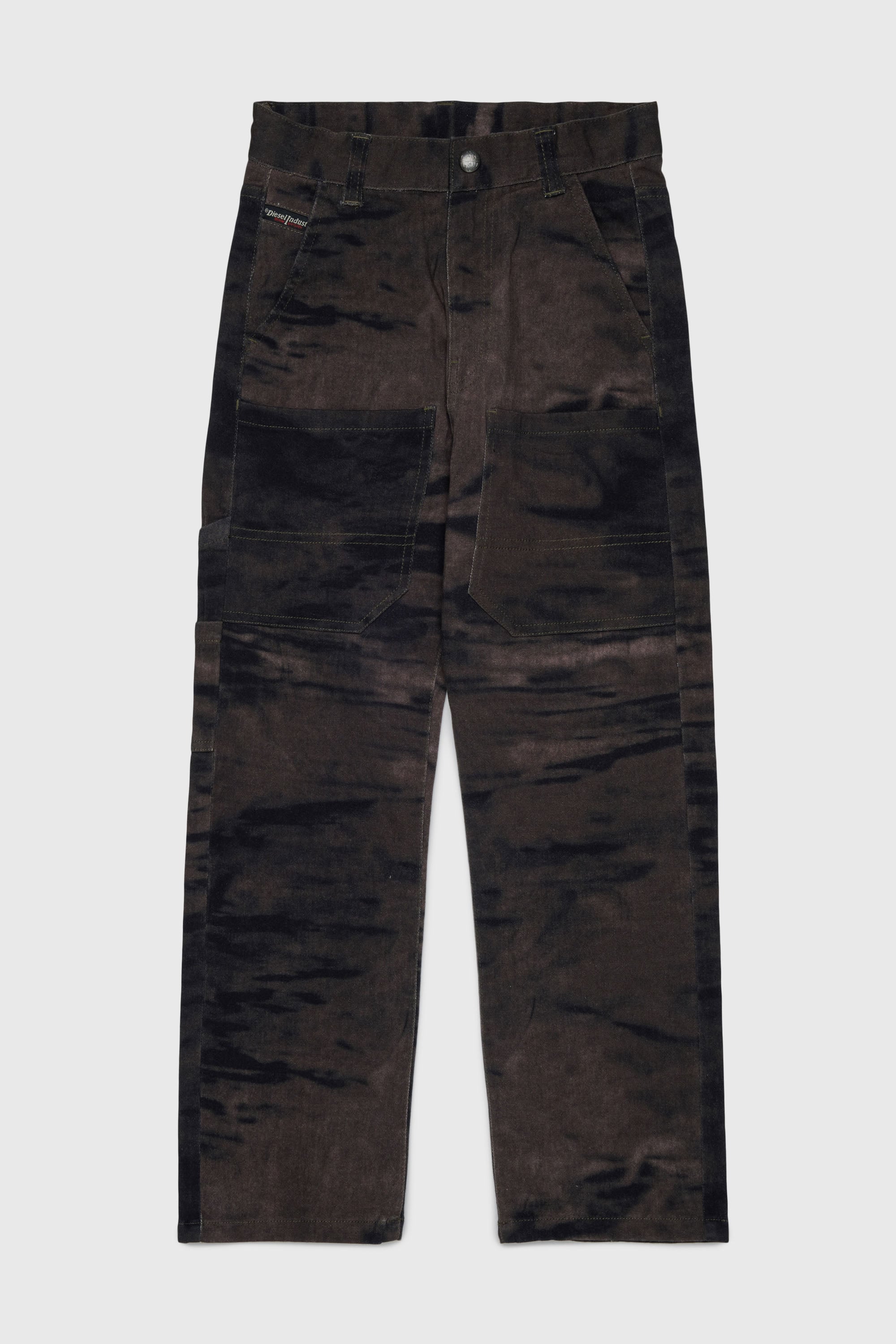 Diesel - PJAKE, Man's Cotton pants in stretch cotton with streaky effect in Green - 1