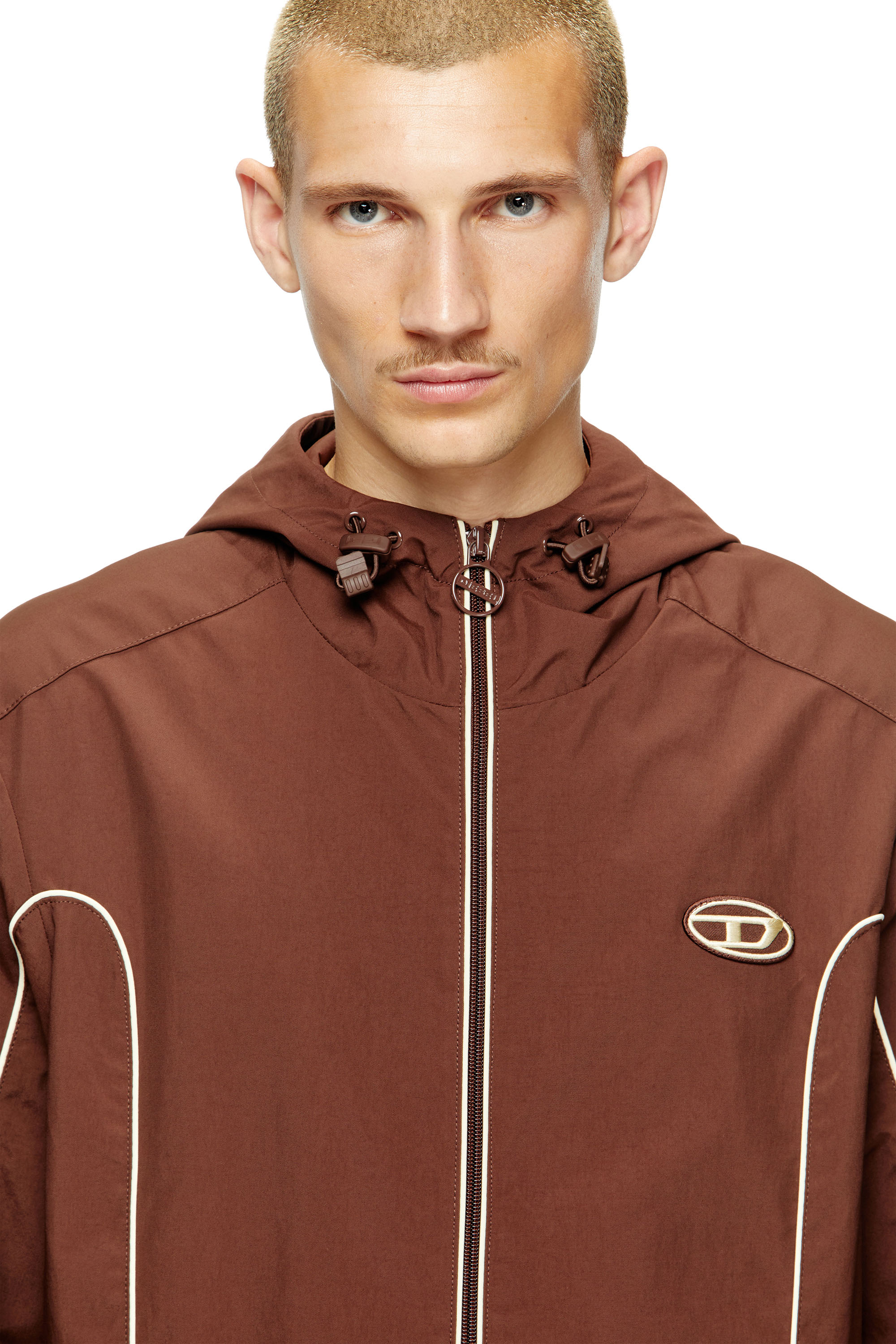 J-HIVES, Brown Diesel - J-HIVES, Man's Windbreaker with contrast piping in Brown - 5