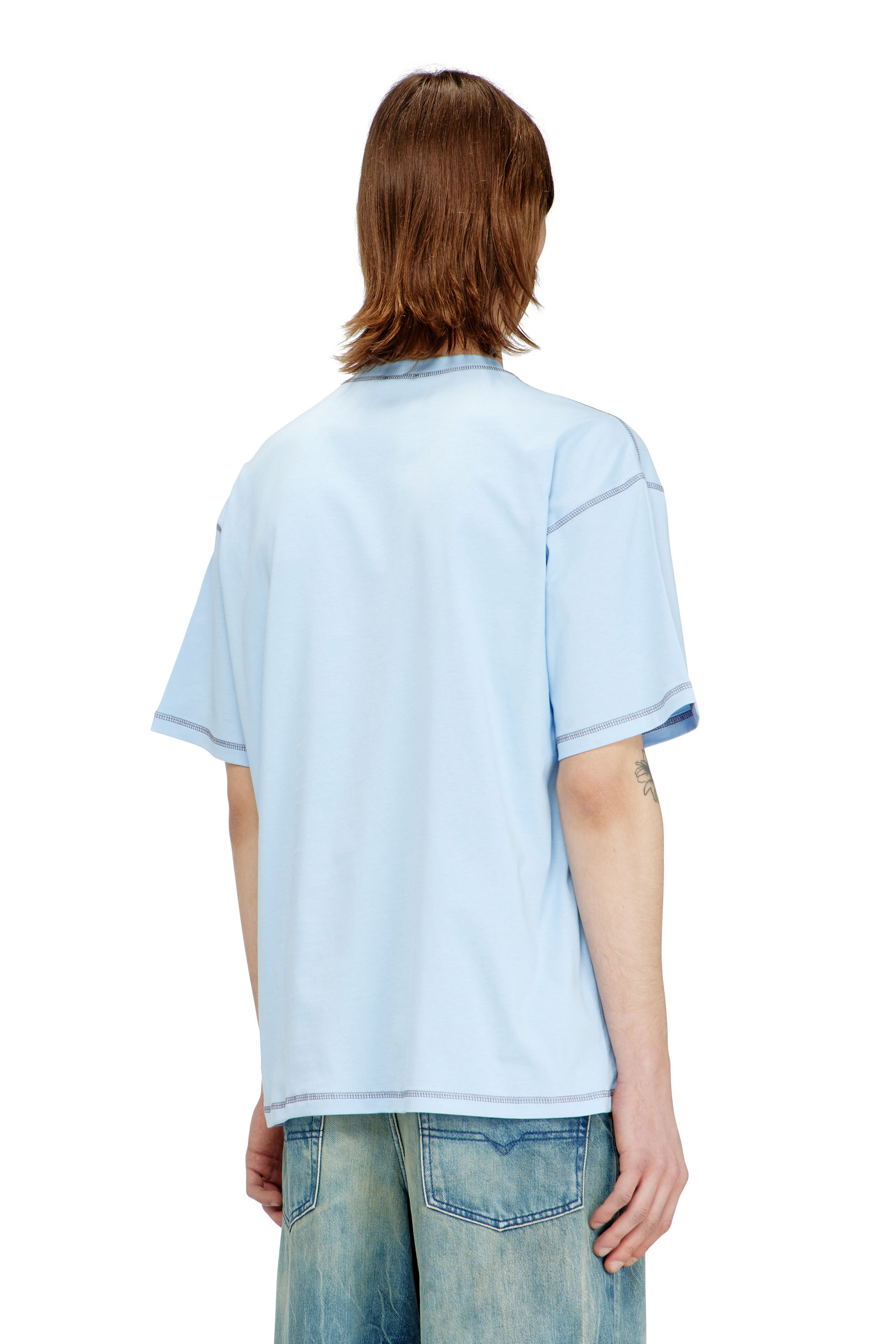 Diesel - T-BOXT-V11, Man's Relaxed T-shirt with water-effect print in Light Blue - 4