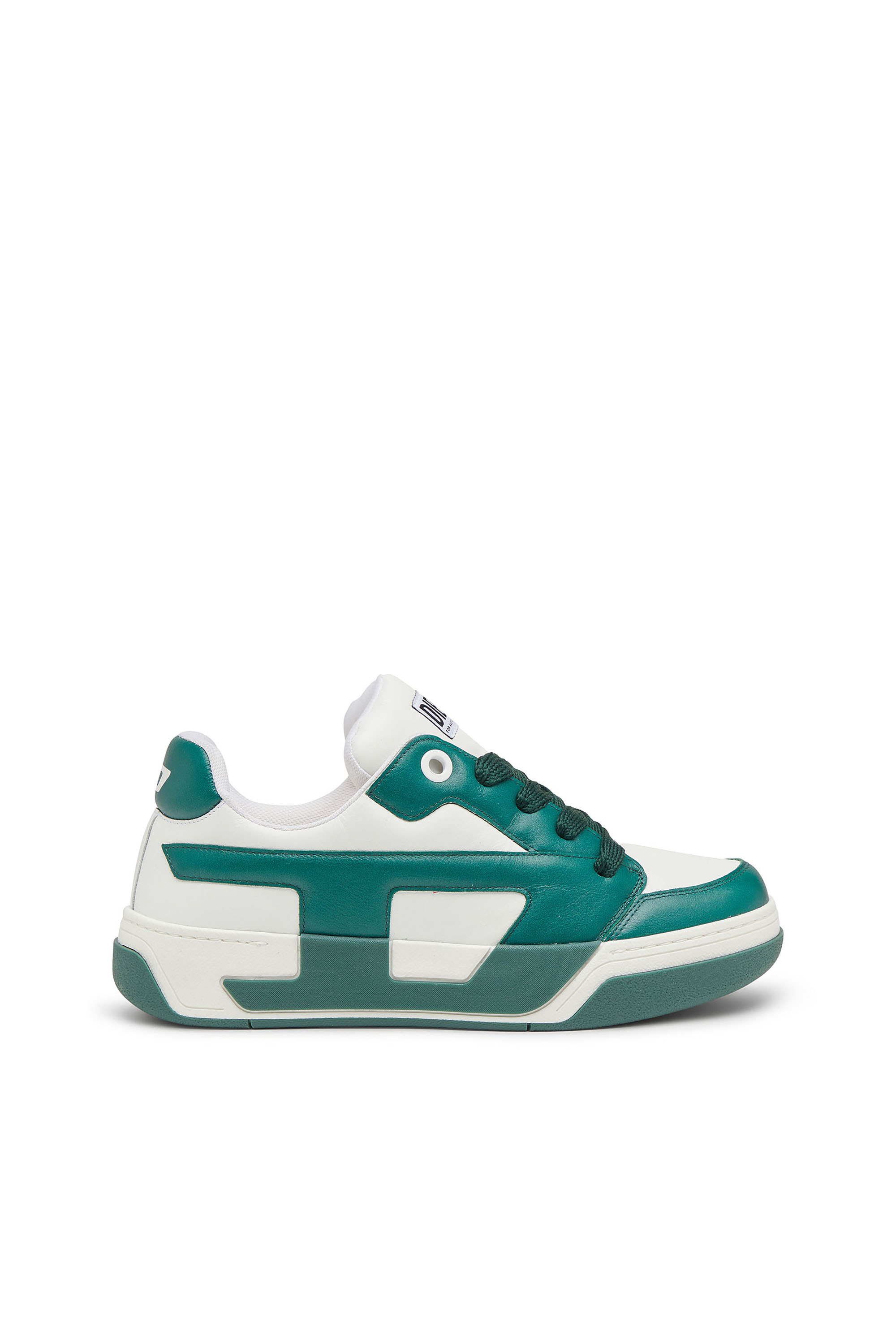 Diesel - S-D-OLLIE LOW, Man's D-Ollie-Sneakers in colour-block leather in White/Green - 1