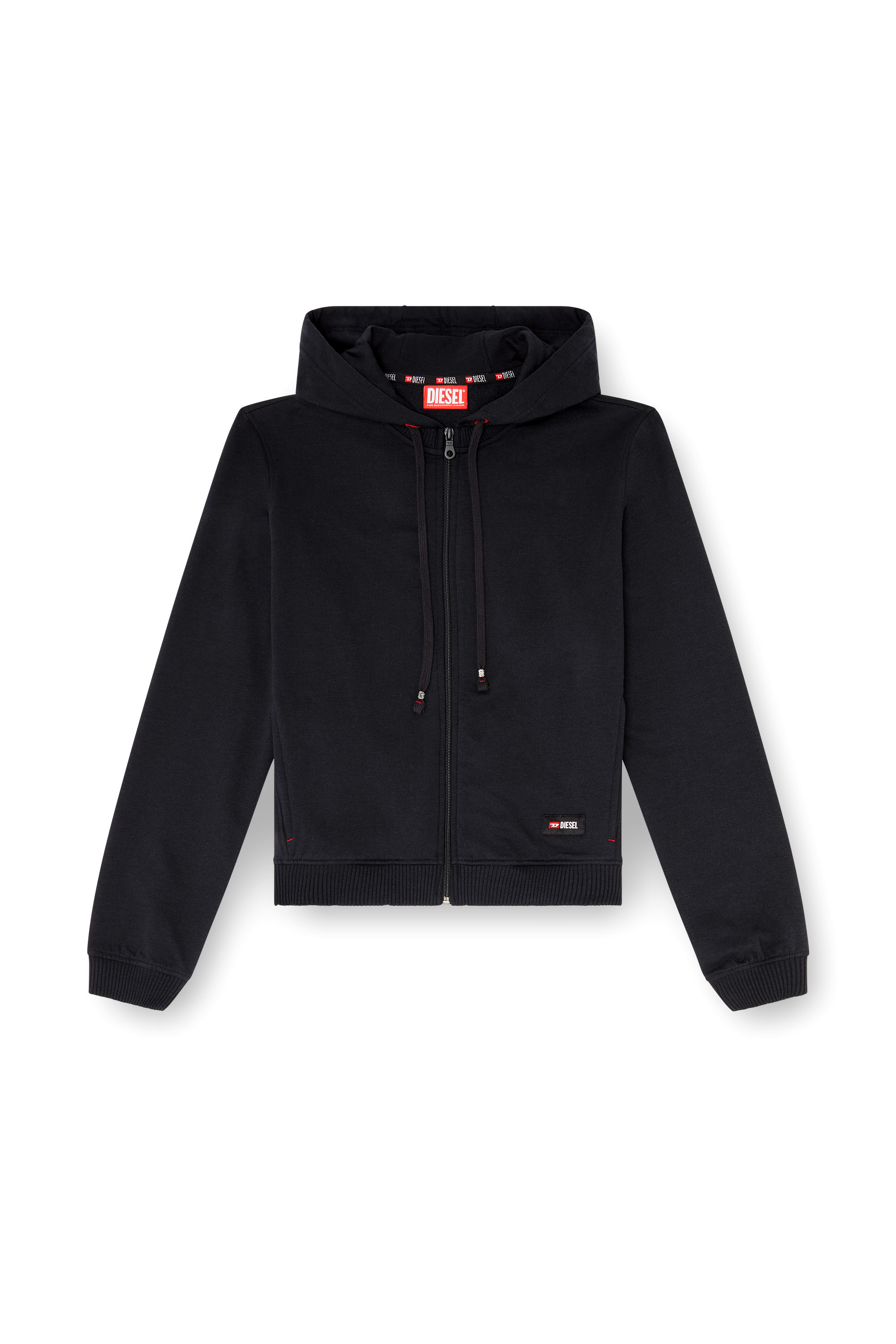 Diesel - HARRIET-D-CORE, Woman's Hoodie in peached cotton blend in Black - 3