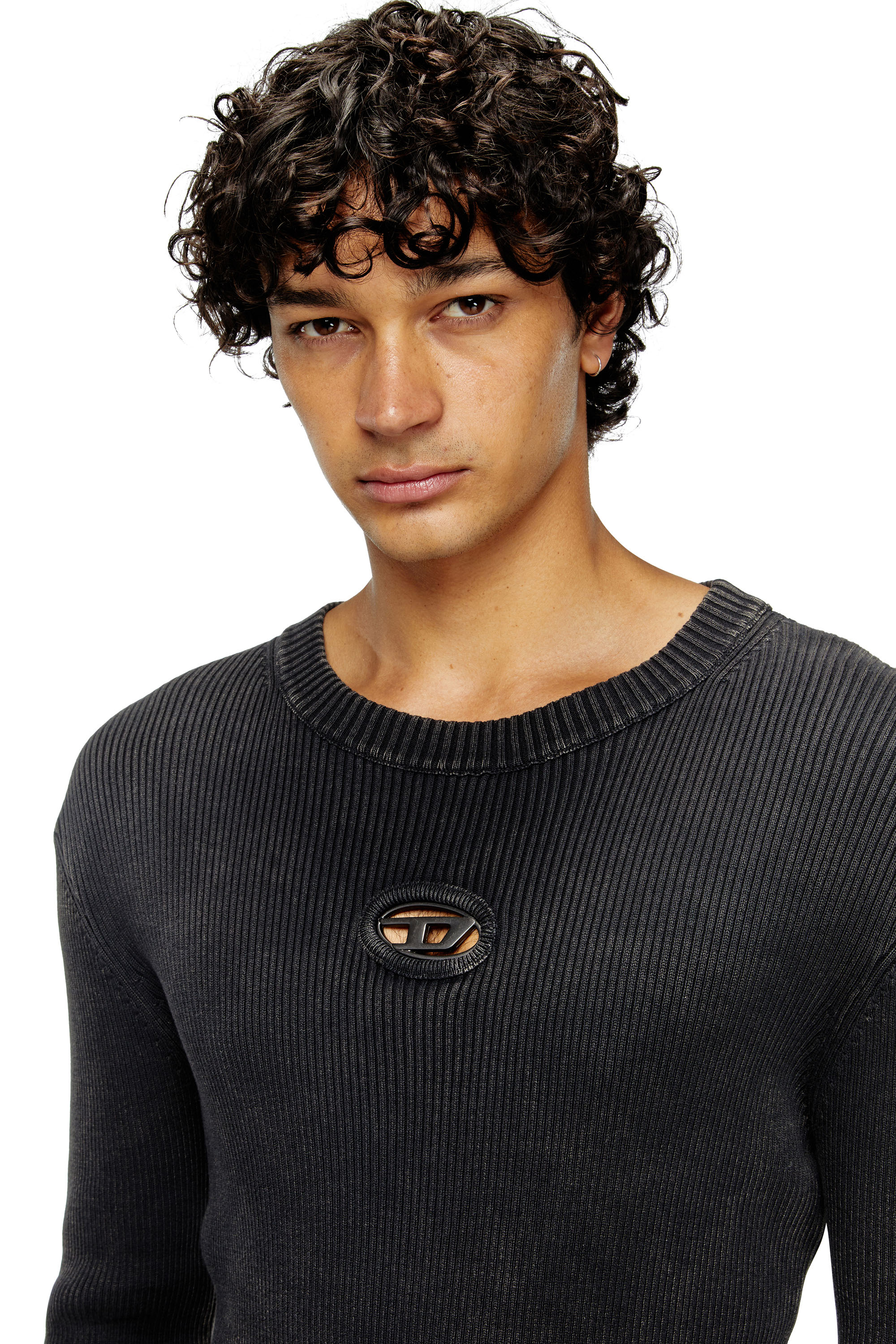 ニット・セーター DIESEL A175120AKBQ Knitwear K-Darin-D distressed jumper Men's Distressed jumper with cut-out logo | Black | Diesel