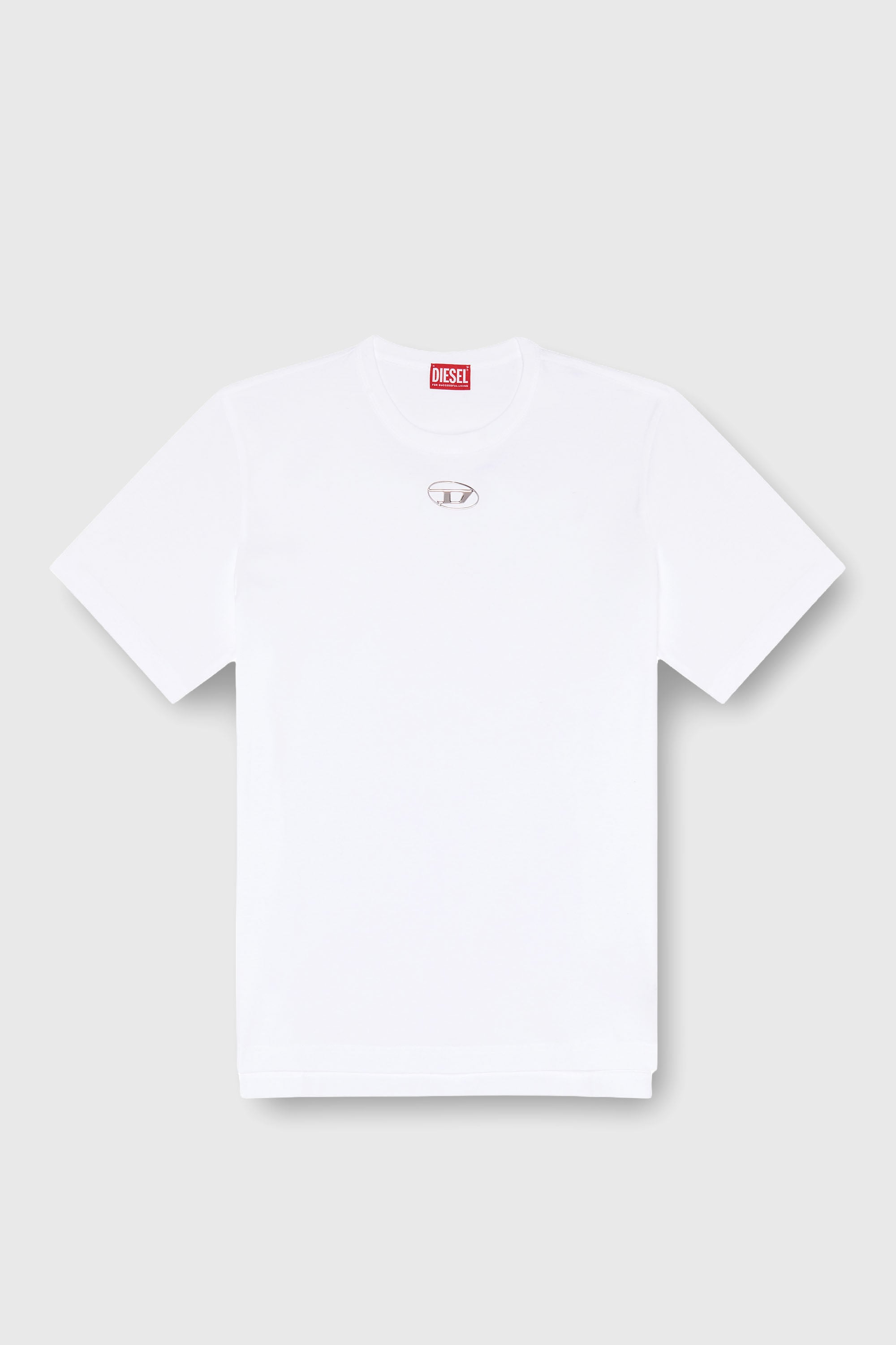 Diesel - T-ADJUST-OD, Man's T-shirt with metallic Oval D in White - 2