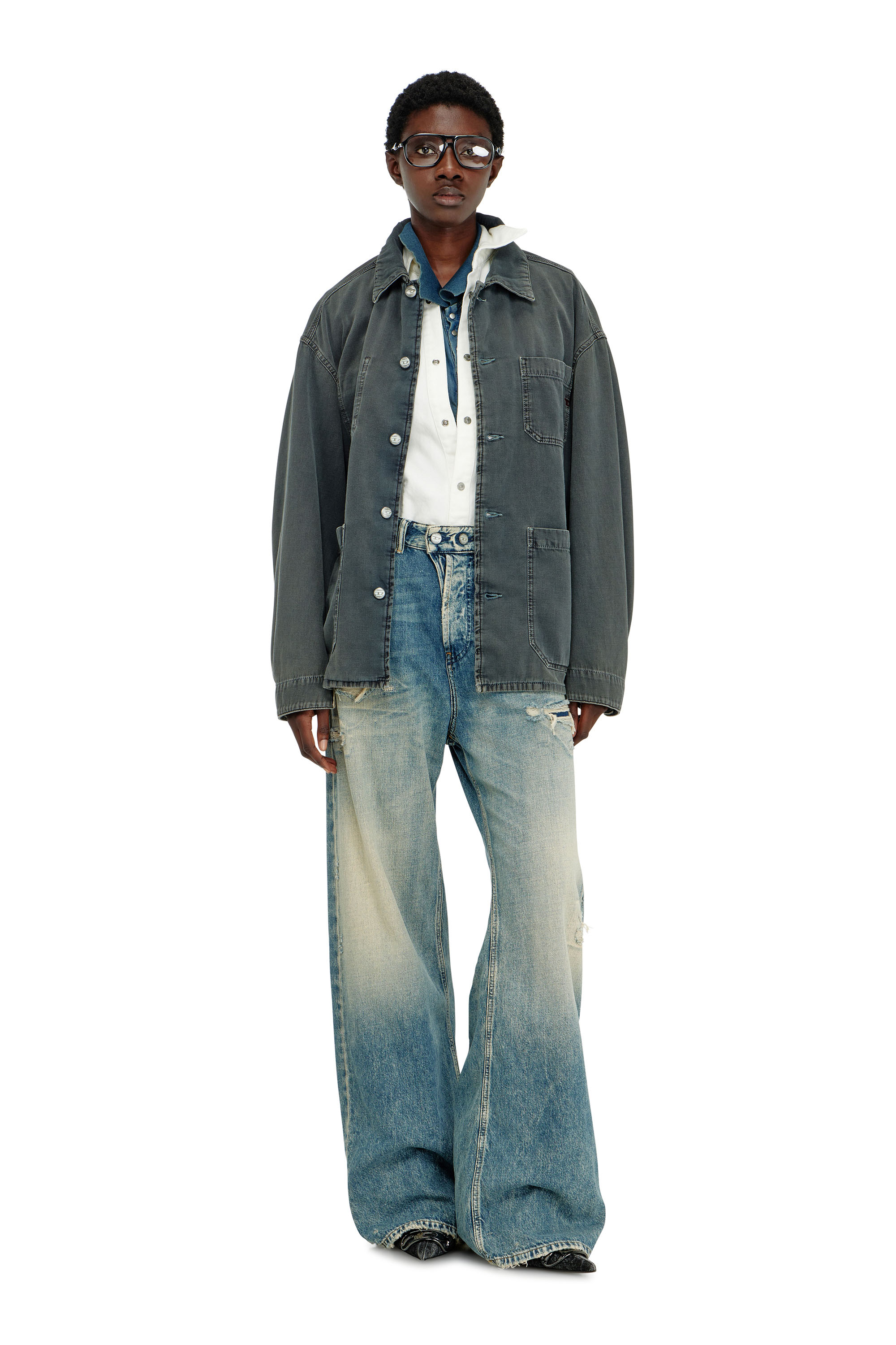 Diesel - D-STACK-U, Unisex's Utility-style jacket in coloured denim in Grey - 4