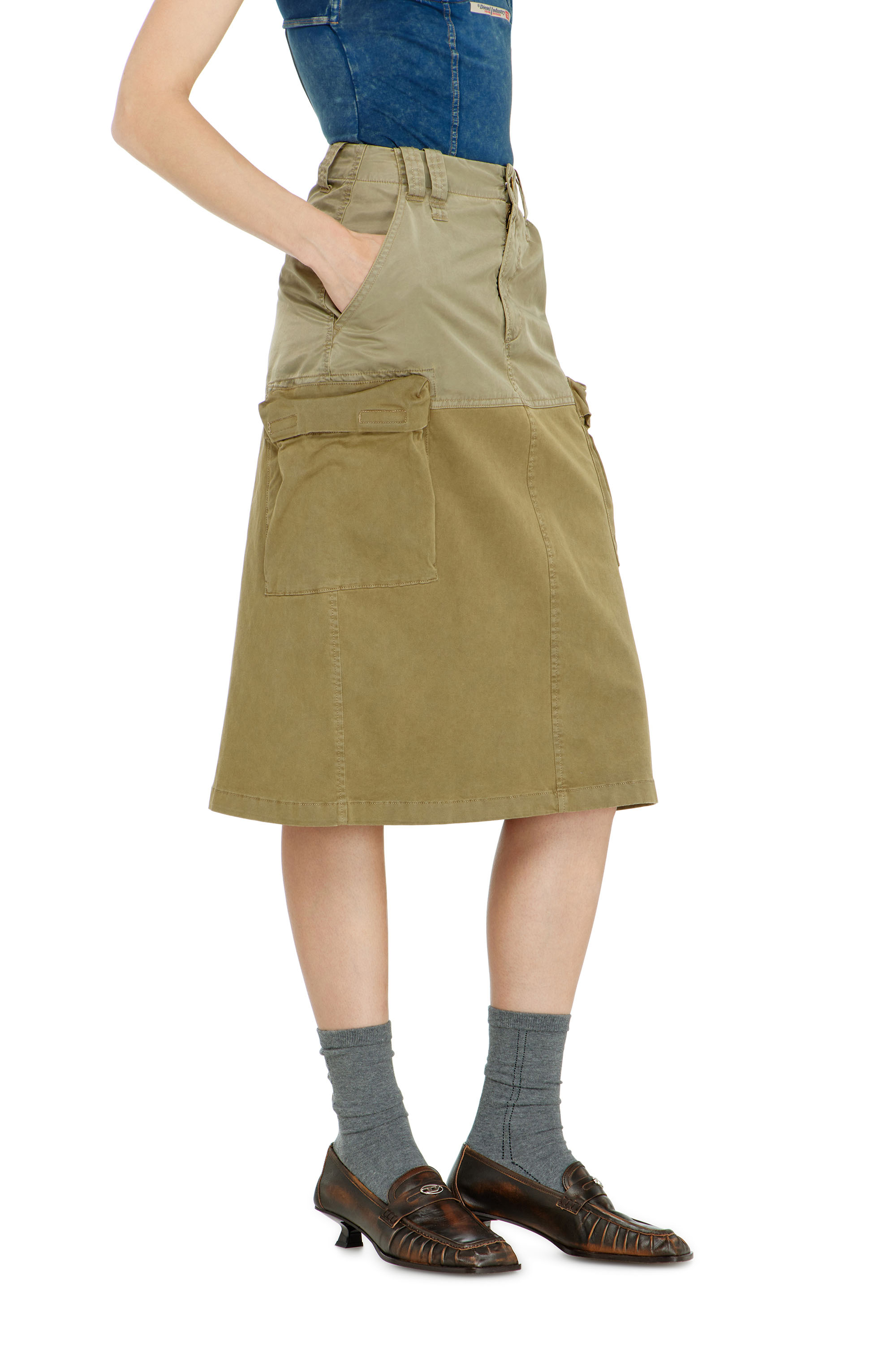Diesel - O-DELE, Woman's Cargo midi skirt in cotton and nylon in null - 3