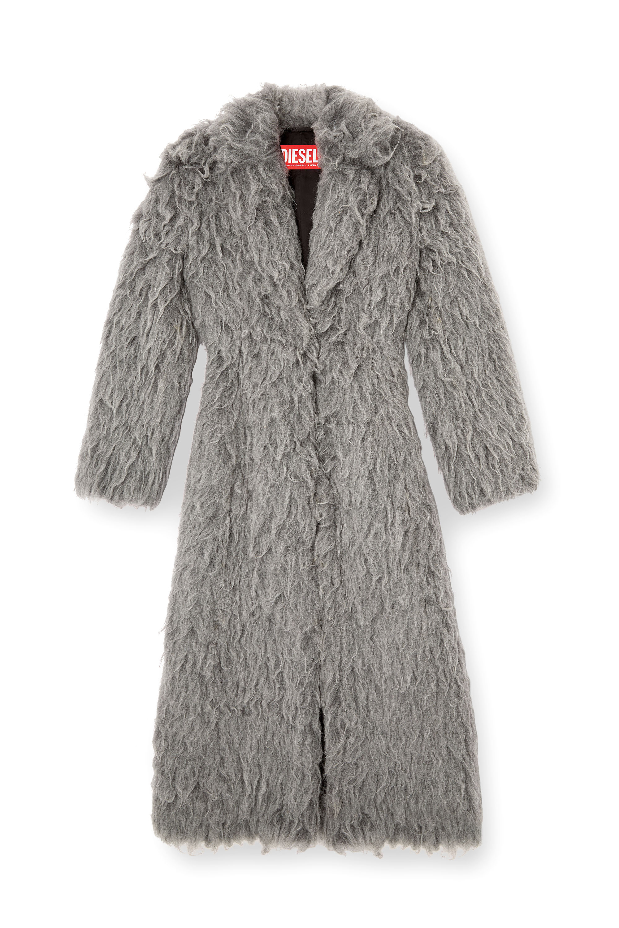 Diesel - W-GLAMO-R1, Woman's Shaggy coat in Grey - 3